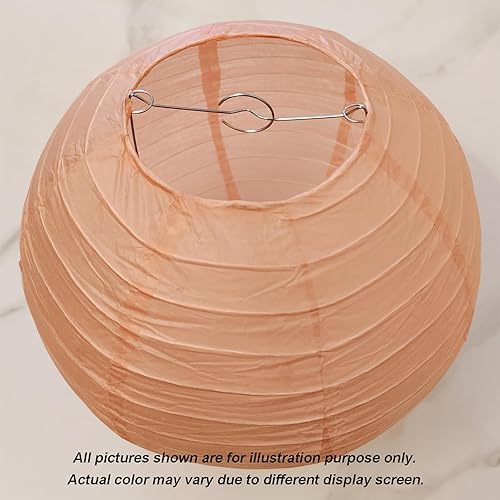 Miniatura 9 de Linterna de papel redonda roja de 8 pulgadas, pantalla colgante china japonesa (juego de 5, rojo)