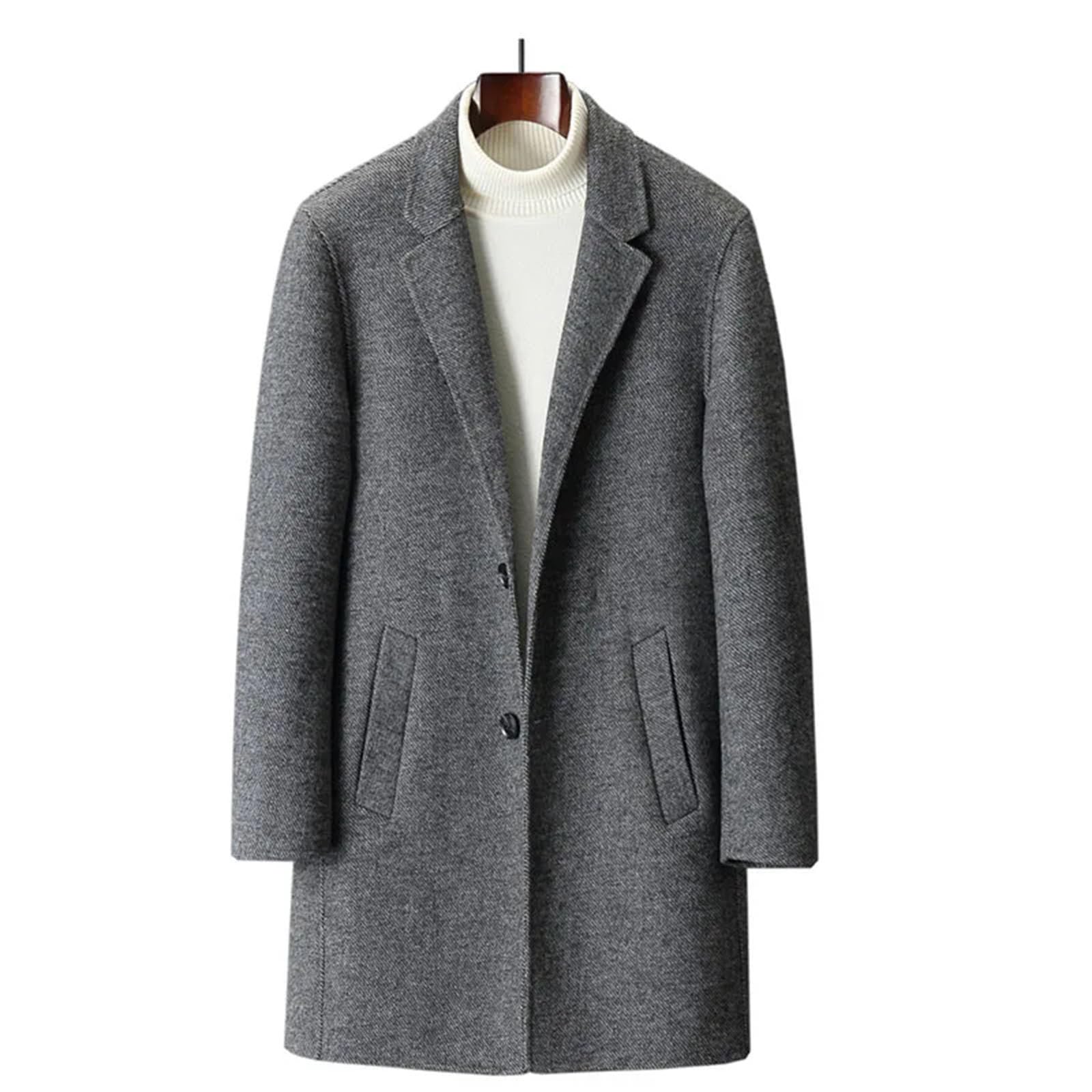 Cappotto da uomo in feltro felpato a doppia faccia di media lunghezza collare casual cappotto Business vestiti fuori