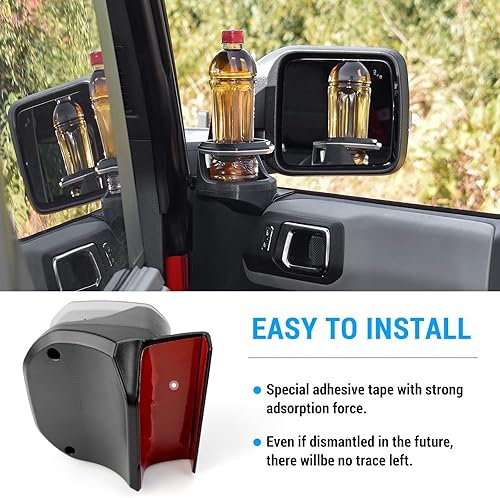 Miniatura 4 de Portavasos de ventana compatible con Ford Bronco 2021-2024 24 puertas, portavasos de puerta para accesorios Bronco (asiento delantero derecho)