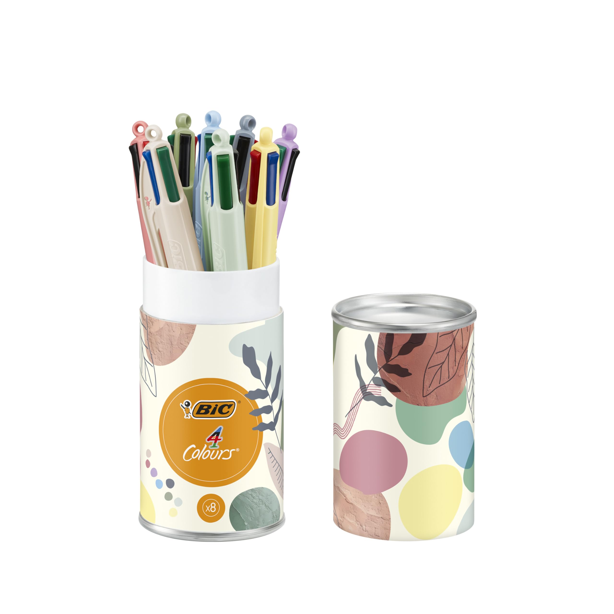 BIC 4 Colours Mineral Tones & Pastel Ball Pens Medium Point (1.00 mm) - Assorted Mineral and Pastel Barrel Colours, Pack of 8