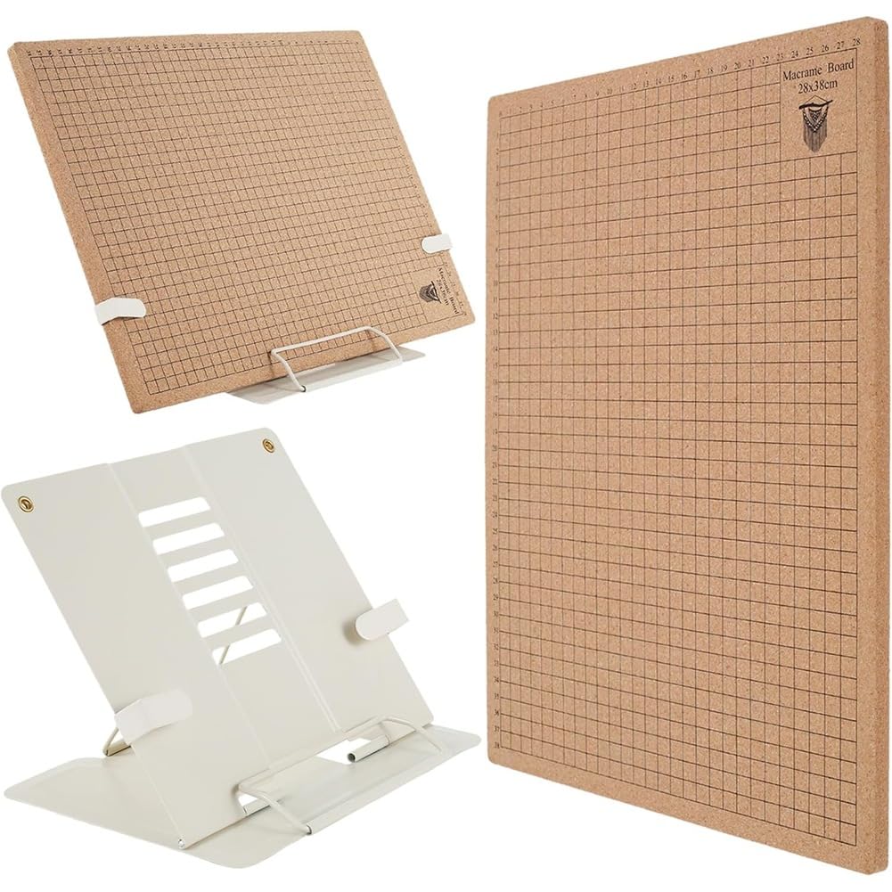 UDSKNV[KSL Double Side 12x16 Inch Macrame Project Board with Metal Adjustable Holder, for Knotting Braiding Cording