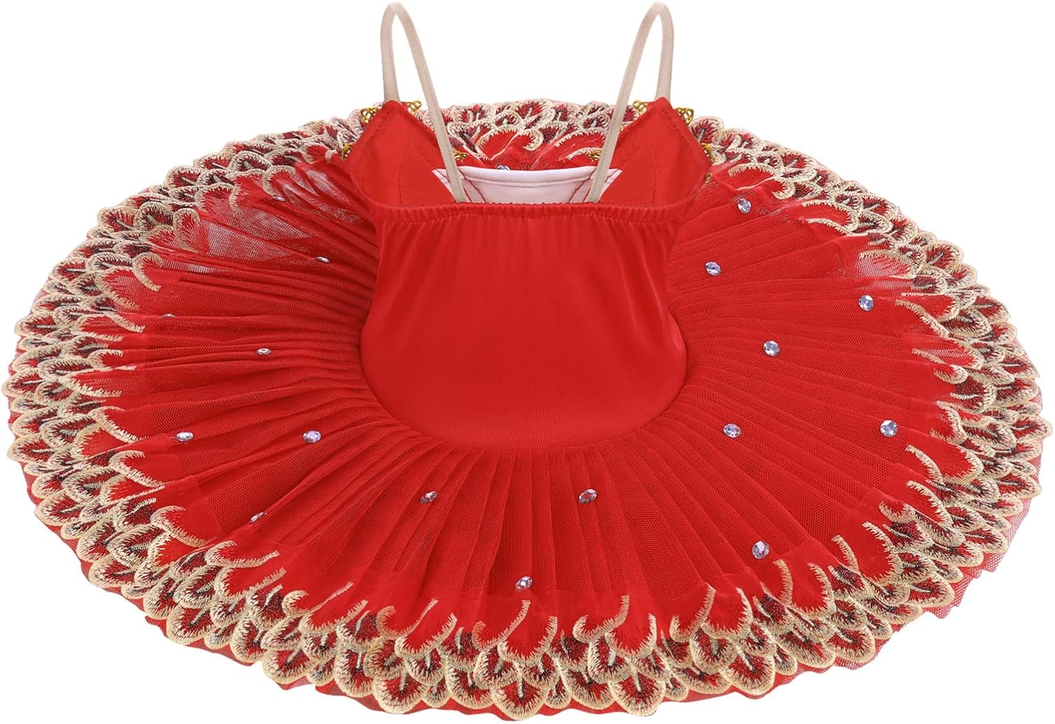 AFAVOM Ballet Leotards for Girls with Platter Tutu Professional Hard Organdy Camisole Skirt Swan Lake Feather Hem Dancewear - Image 5