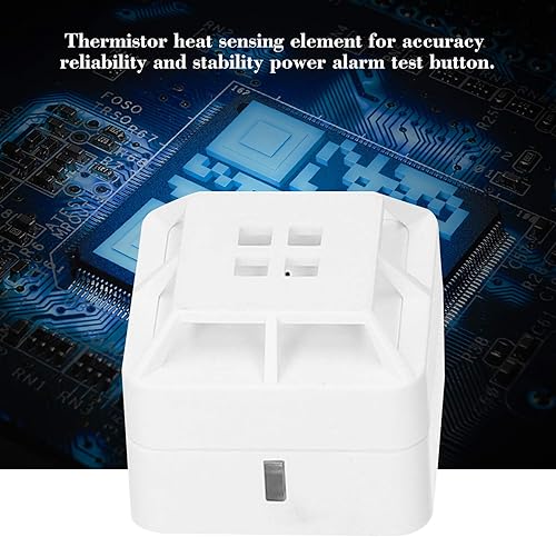 Miniatura 3 de QUZHI Alarma de calor de temperatura fija Detector de calor 5 años alimentado por batería 85dB alarma sonido para el hogar cocina garaje blanco