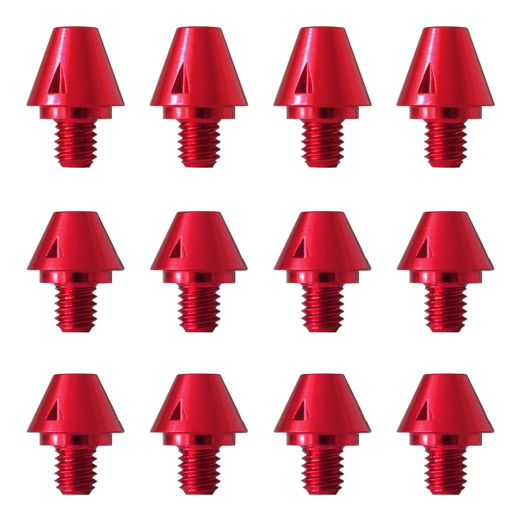 Replacement SG red studs. 6mm thread for Adidas football. Coloured metal cleats. Multiple pack sizes. Optional removal tool. Fits X Predator F50 Copa & more (no key, 12 pack (4x11mm, 8x 8mm))