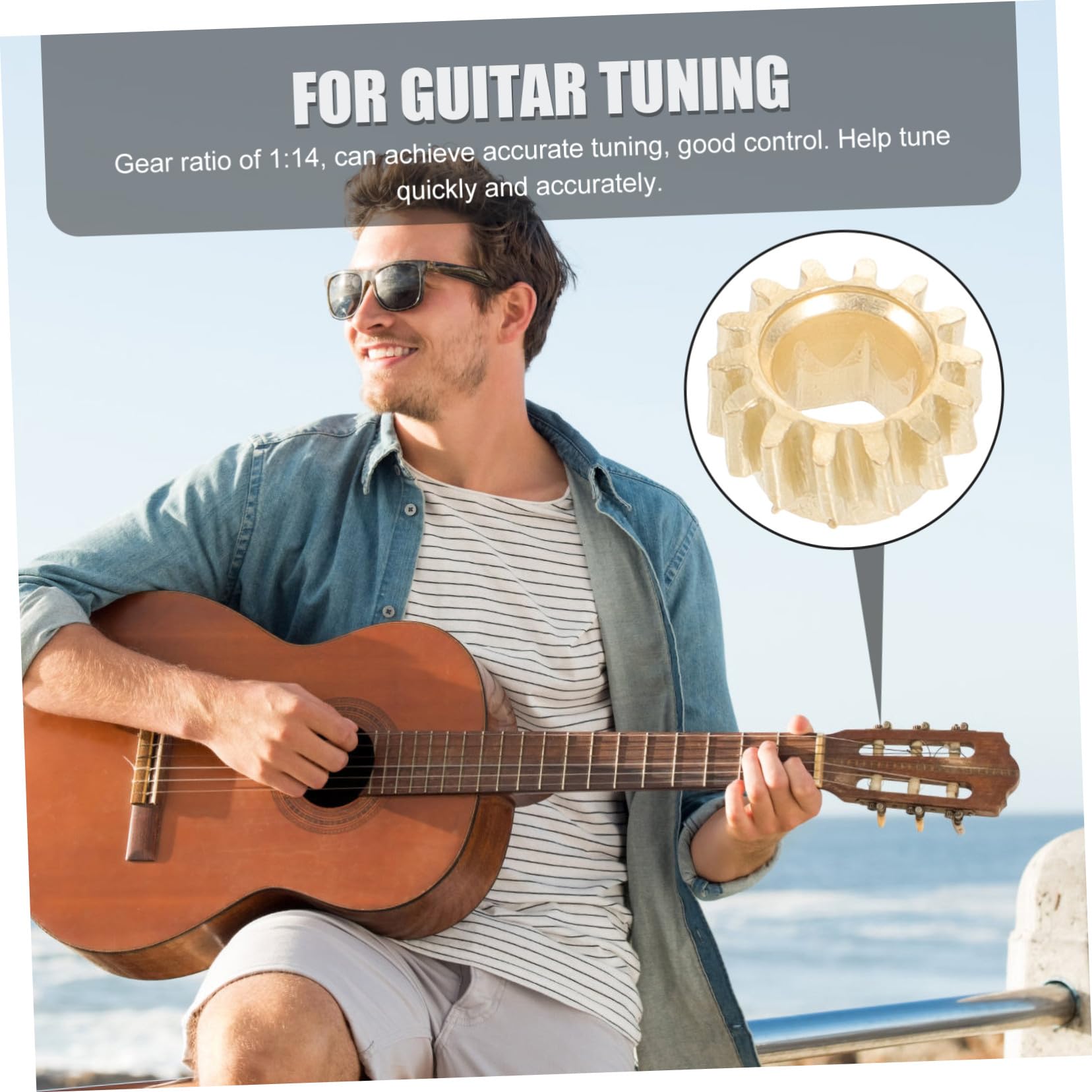 Clavijas de Afinación Doradas para Guitarra Clásica 12 Piezas de Metal Agujero Hexagonal y Relación 1:14, Prácticas y Resistentes para Accesorios de Guitarra
