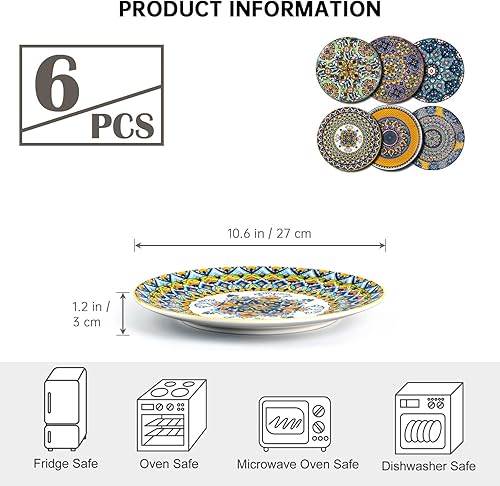 Miniatura 2 de HENXFEN LEAD Paquete de cuencos de sopa de 20 onzas y platos llanos de 10.5 pulgadas, postre de 8.5 pulgadas, platos de ensalada