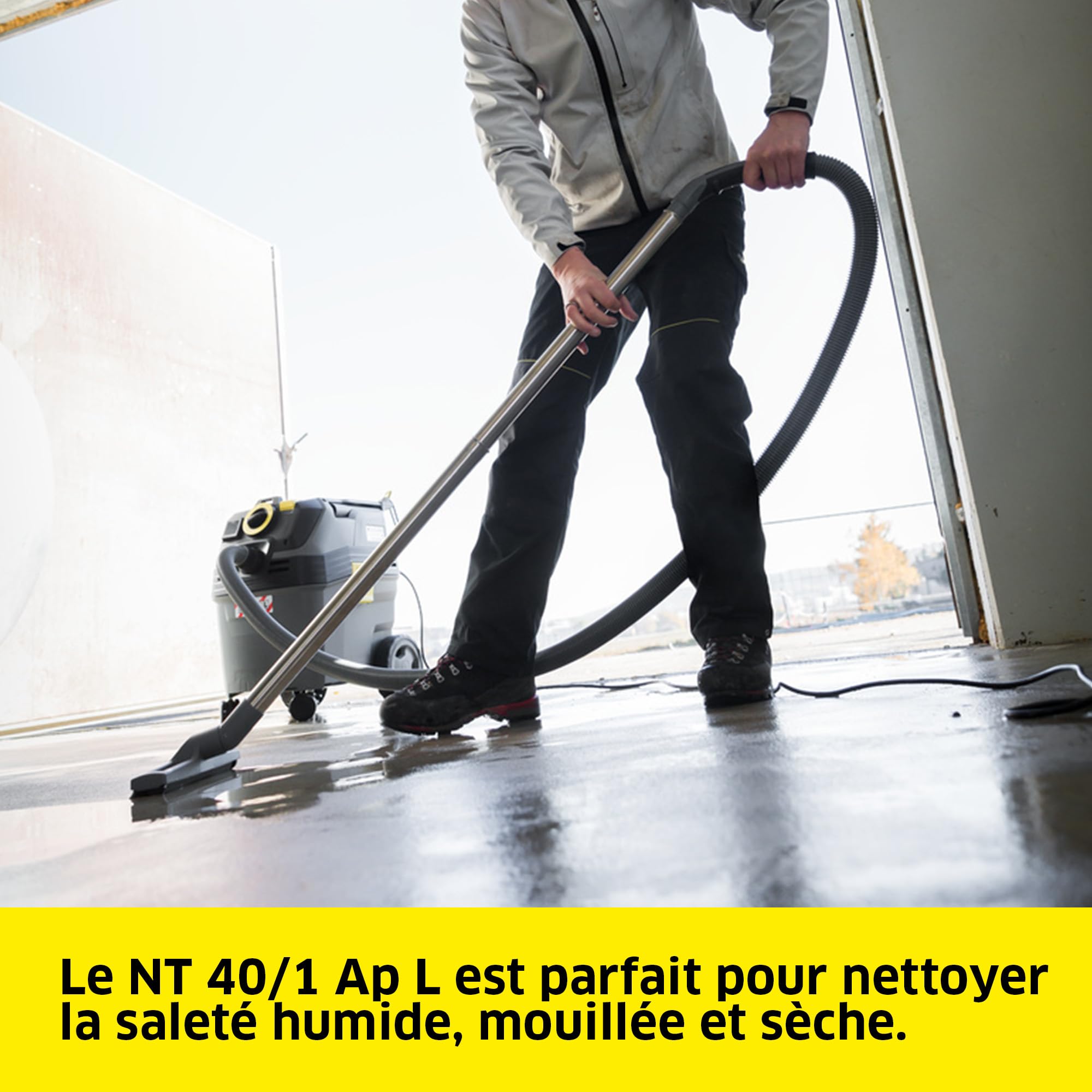 KÄRCHER Aspirateur Eau et poussières NT 40/1 AP L, Max. 1380 W, Nettoyage Semi-Automatique du Filtre, réservoir : 40 l, Tuyau d’Aspiration : 2,5 m, suceur pour sols humides/secs (300 mm), Filtre