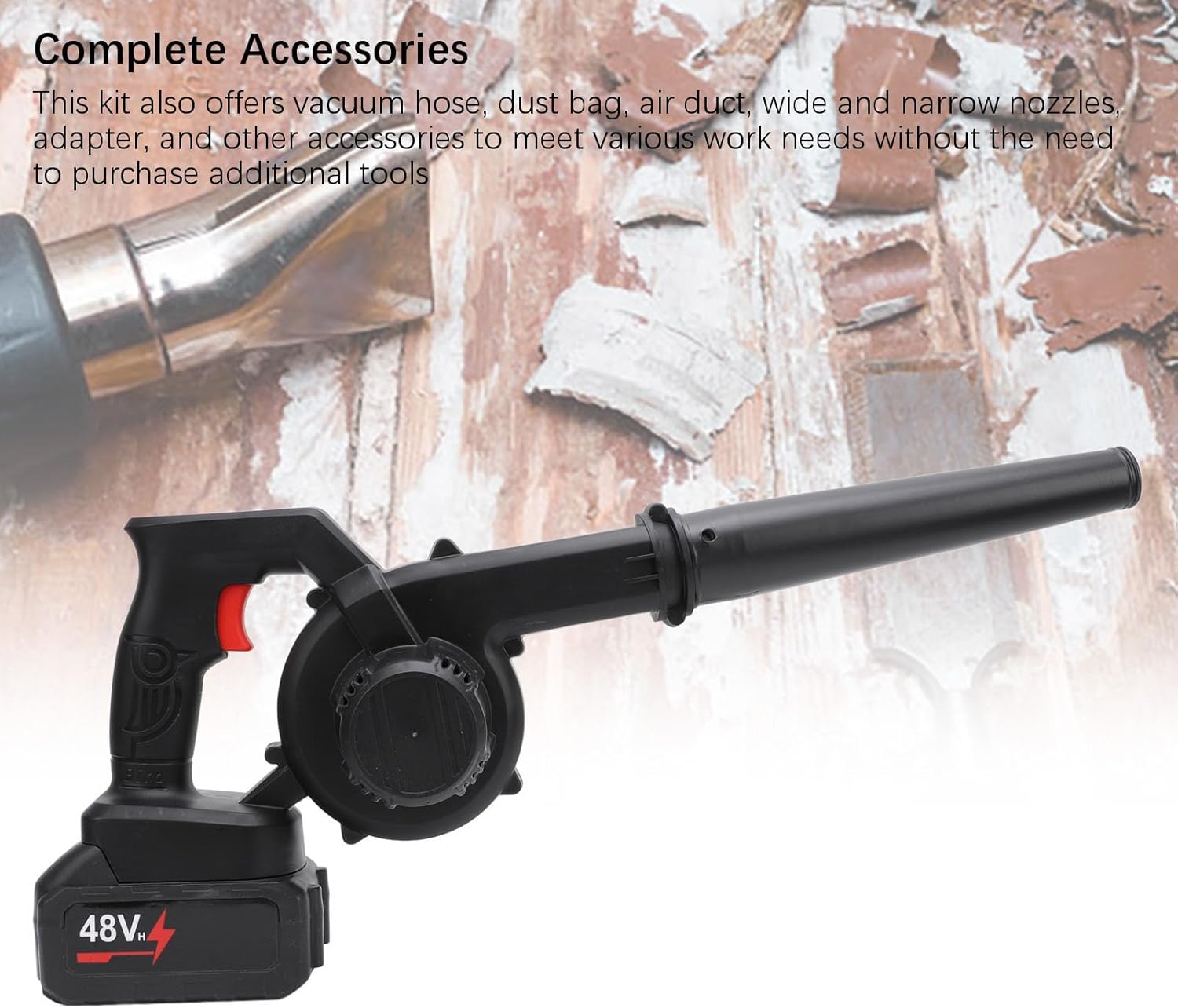 Cordless Leaf Blower, Electric Leaf Blower Handheld Leaf Blower Cleaner with Battery and Charger High Power Leaf Cleaner Vacuum Hose and Nozzle Tool Kit for Patio, Garden, House