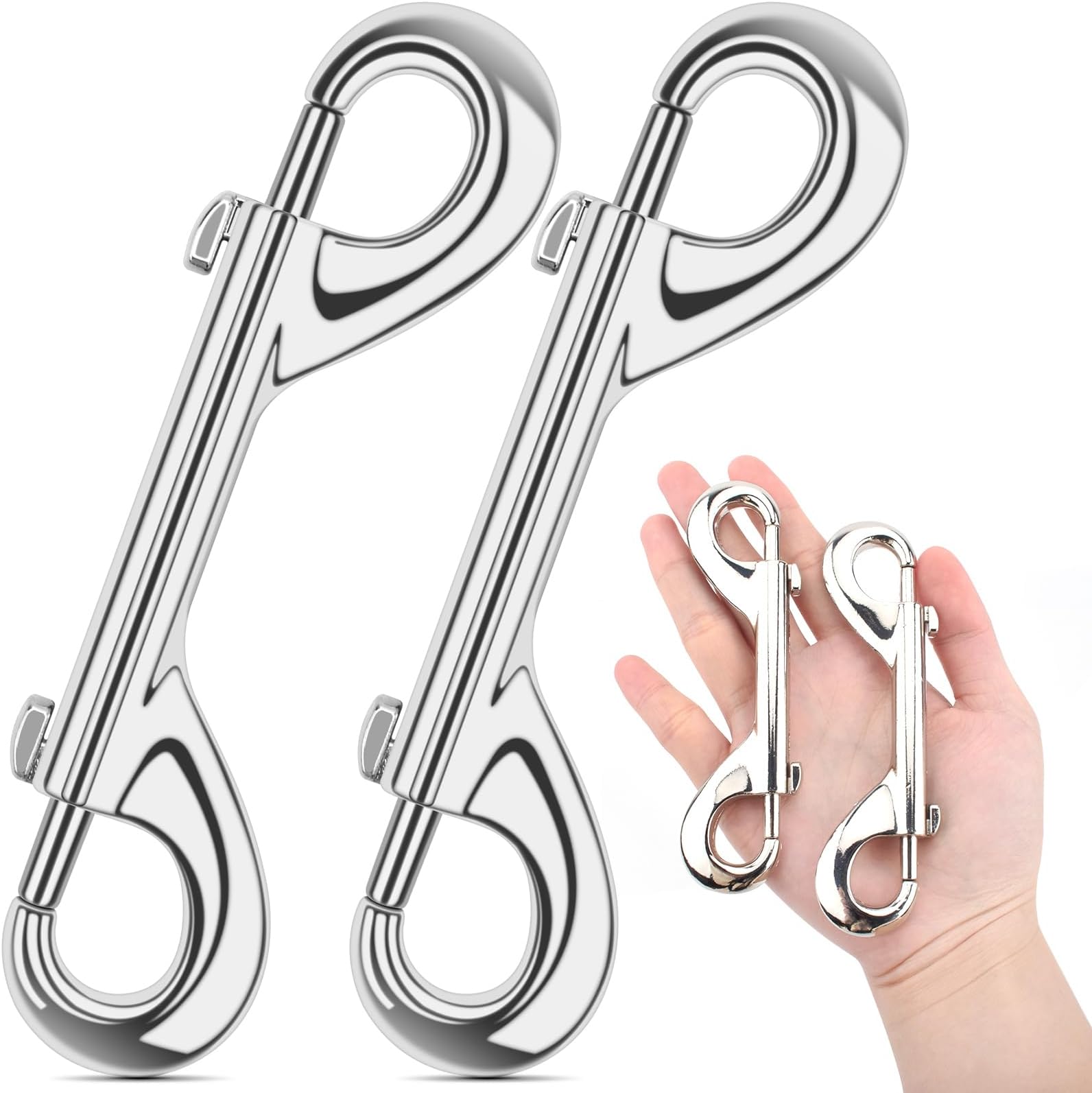 ERKOON Extra Large 4.7 inch Double Ended Bolt Snaps Hooks 220lbs Load Capacity Zinc Alloy Buckles for Cats Dogs Horses Heavy Duty Trigger Snap for Water Bucket/Horse Feed/Hammocks/Key Chain (2 Pack)
