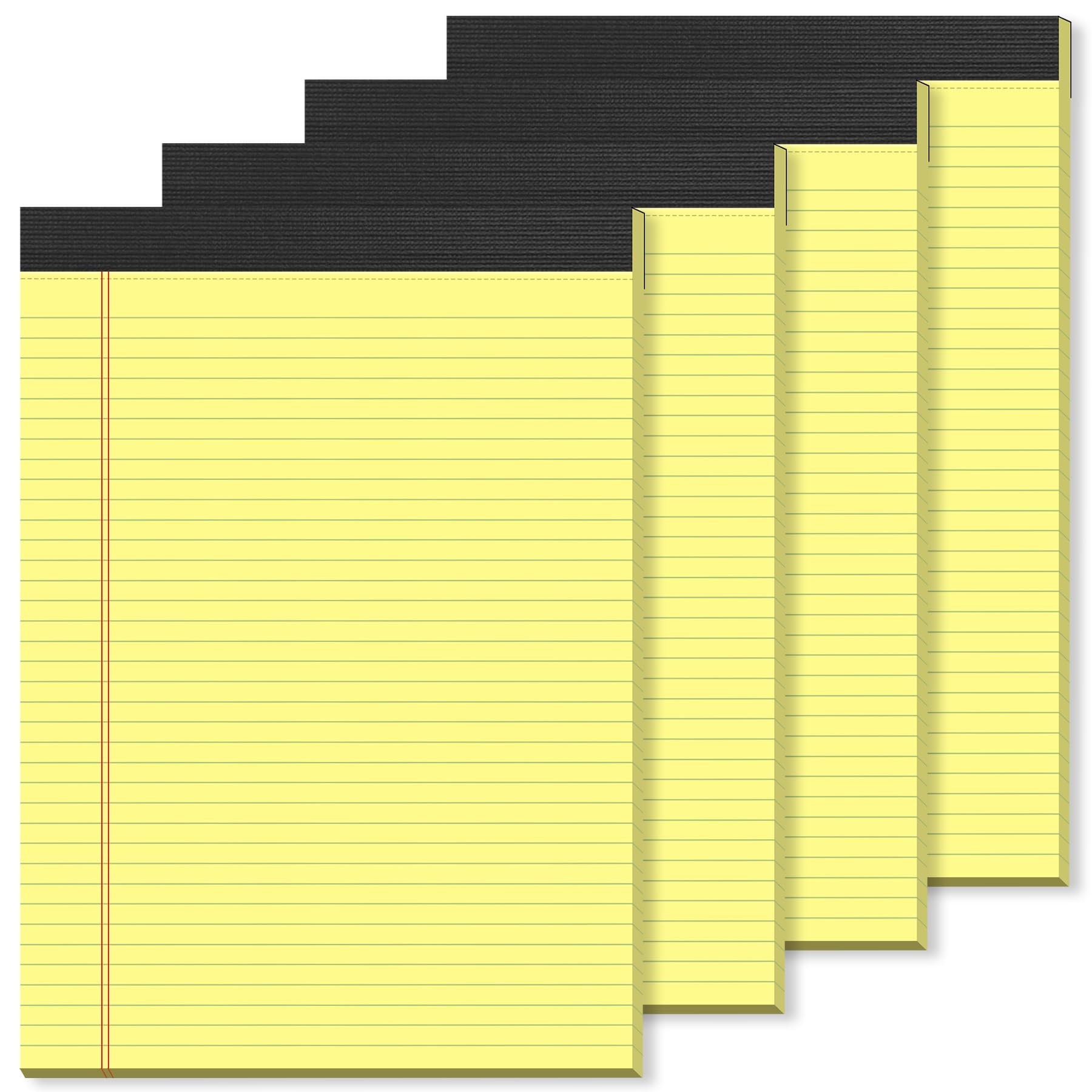 Żółte notatniki 8,5 x 11 wkładek prawnych, 4 żółte podkładki z papierowych tabletów, 8 1/2 x 11 notatników prawnych, jakość grubości 30 arkuszy w żółtej podkładce 8,5 x 11 notatników w linie uczelni