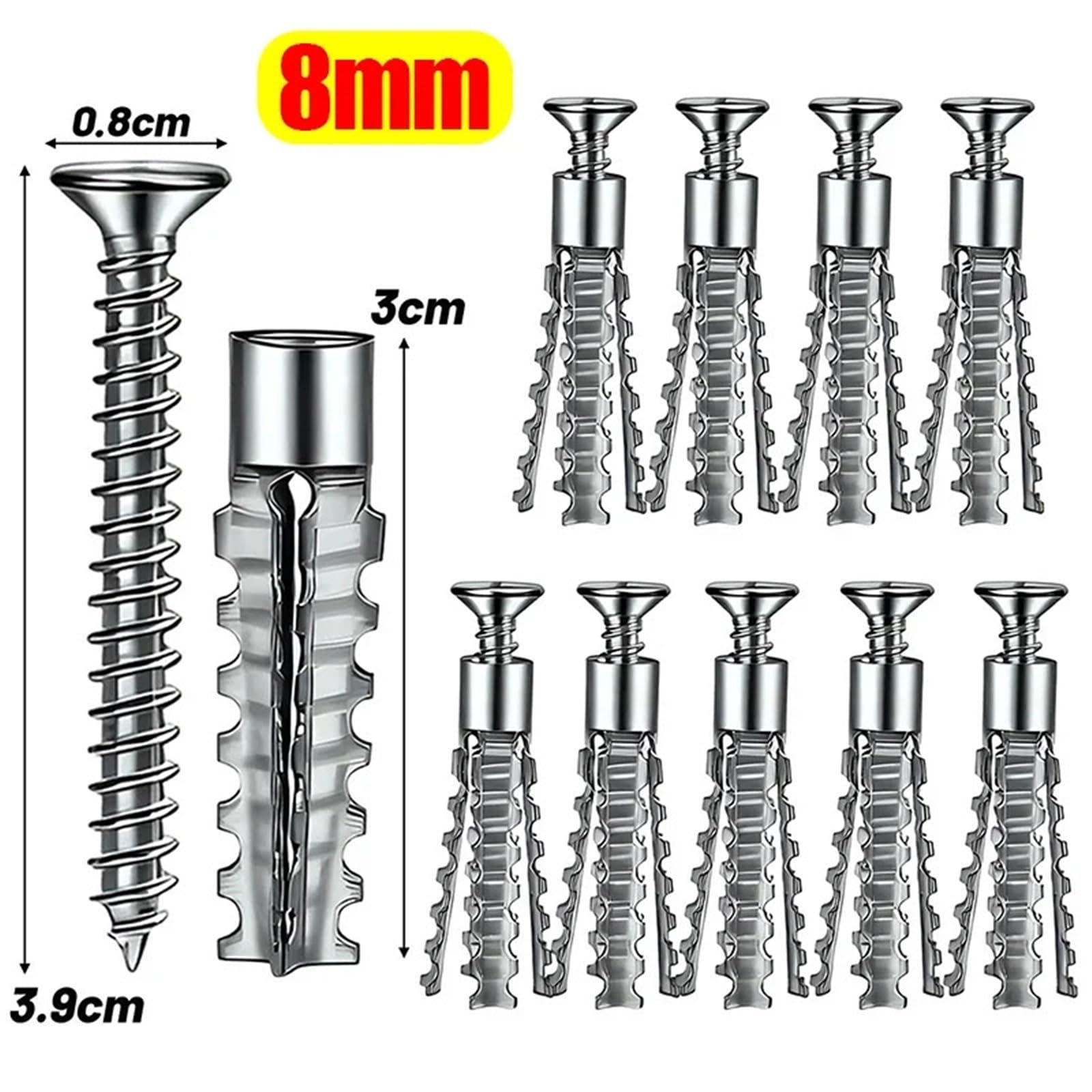 DüBel Set Selbstschneidende Schraube Und Expansionsrohr-Set, Trockenbau-Beton-Bohrstopfen, Bolzenbefestigungen Aus Kohlenstoffstahl(8mm-(Style A),50 Sets)