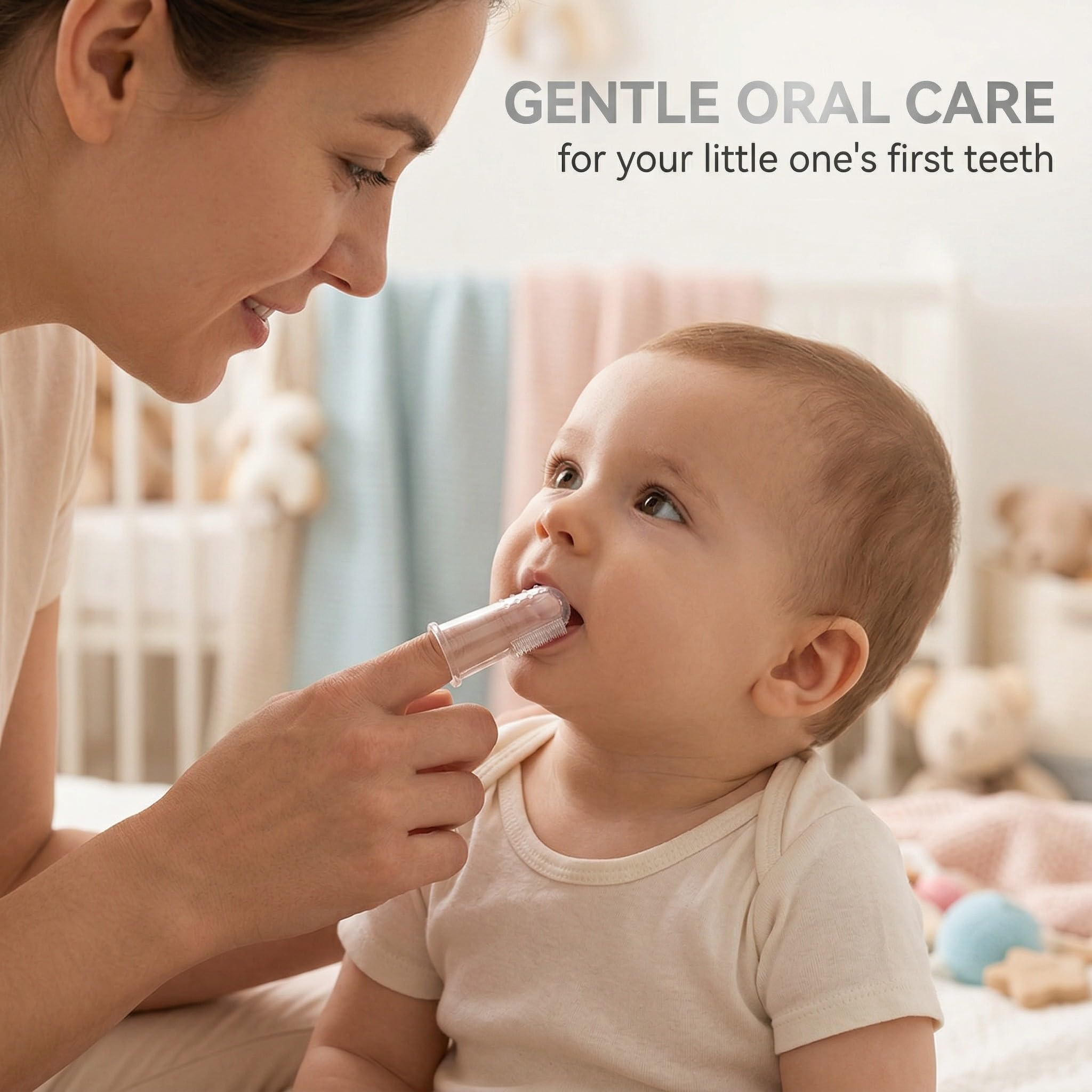 10 Unità Spazzolino Neonato 6 Mesi, Spazzolini da Dito in Argento, Per Igiene Orale del Bambino, 5.4 * 1.7cm