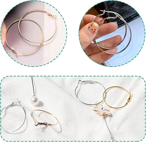 Miniatura 5 de 60 aretes de aro de acero inoxidable con cuentas redondas, aretes abiertos para hacer joyas, manualidades, creación de arte (2.362 in)