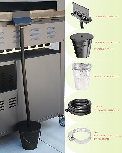 Miniatura 6 de Rear Grease Drainage System for Blackstone Griddle, Equipped with Drip Grease Bucket WLid, Enclosed Grease Catcher Funnel and Grease Trap, 12-Pack