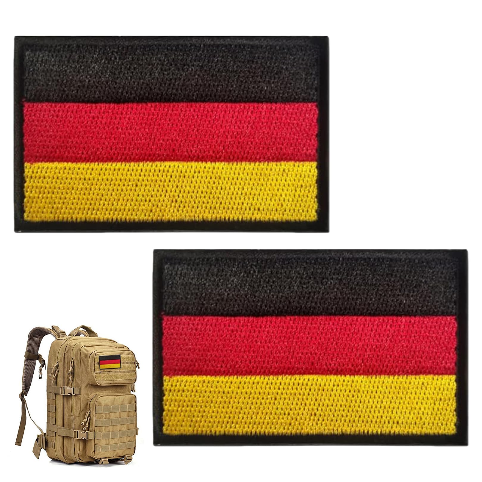 2 Stück Deutschland Flaggen Patch Gestickt Abzeichen,Patches Klett Militär,5x8 cm,Patriot-Klettverschluss-Abzeichen Für Kleidung Rucksäcke Uniformen Westen Hundegeschirre Militärische Outdoor-Jacken