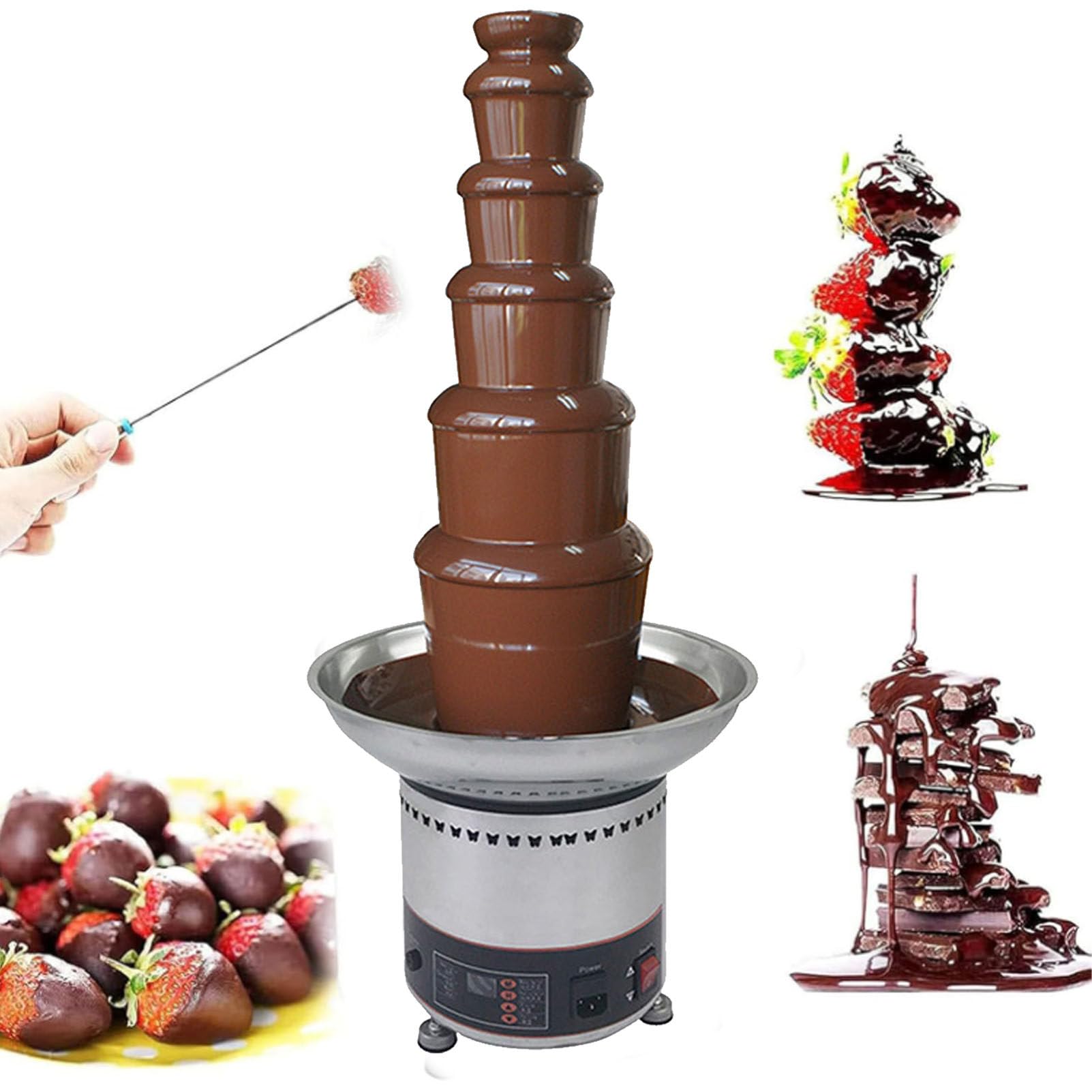 LYDZUSDP Chocolate Fountains,4/5/6/7 Tiers Electric Chocolate Fountain Stainless Steel Fondue Waterfall Melting Machine for Commercial Household Wedding Birthday Christmas(6tiers)