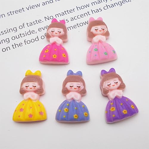 Miniatura 4 de 20 piezas de adornos de princesas de resina Kawaii para niñas, cabujones para manualidades, álbumes de recortes, decoración de arte para
