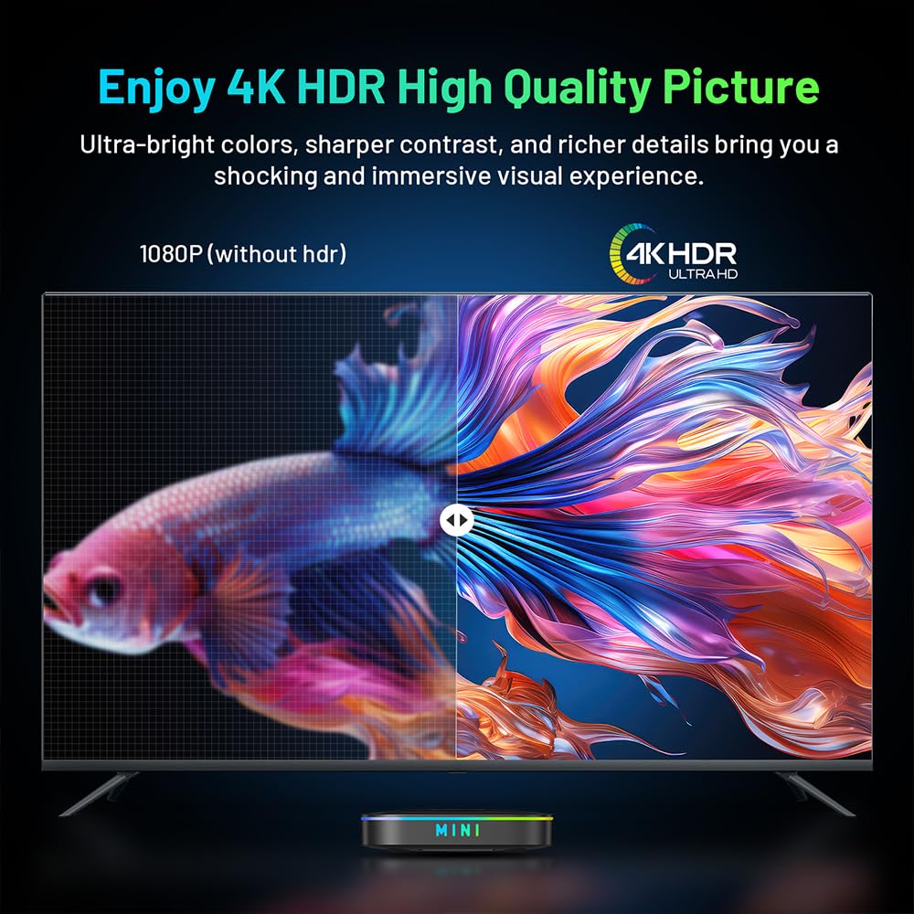 HK1 K8Mini Android 14.0 TV Box 2GB RAM 16GB ROM RK3518 Quad Core CPU Mali-450 GPU Support 2.4G/5G WiFi BT5.0 Smart TV Box - Model No.: HK1 K8Mini 2GB 16GB