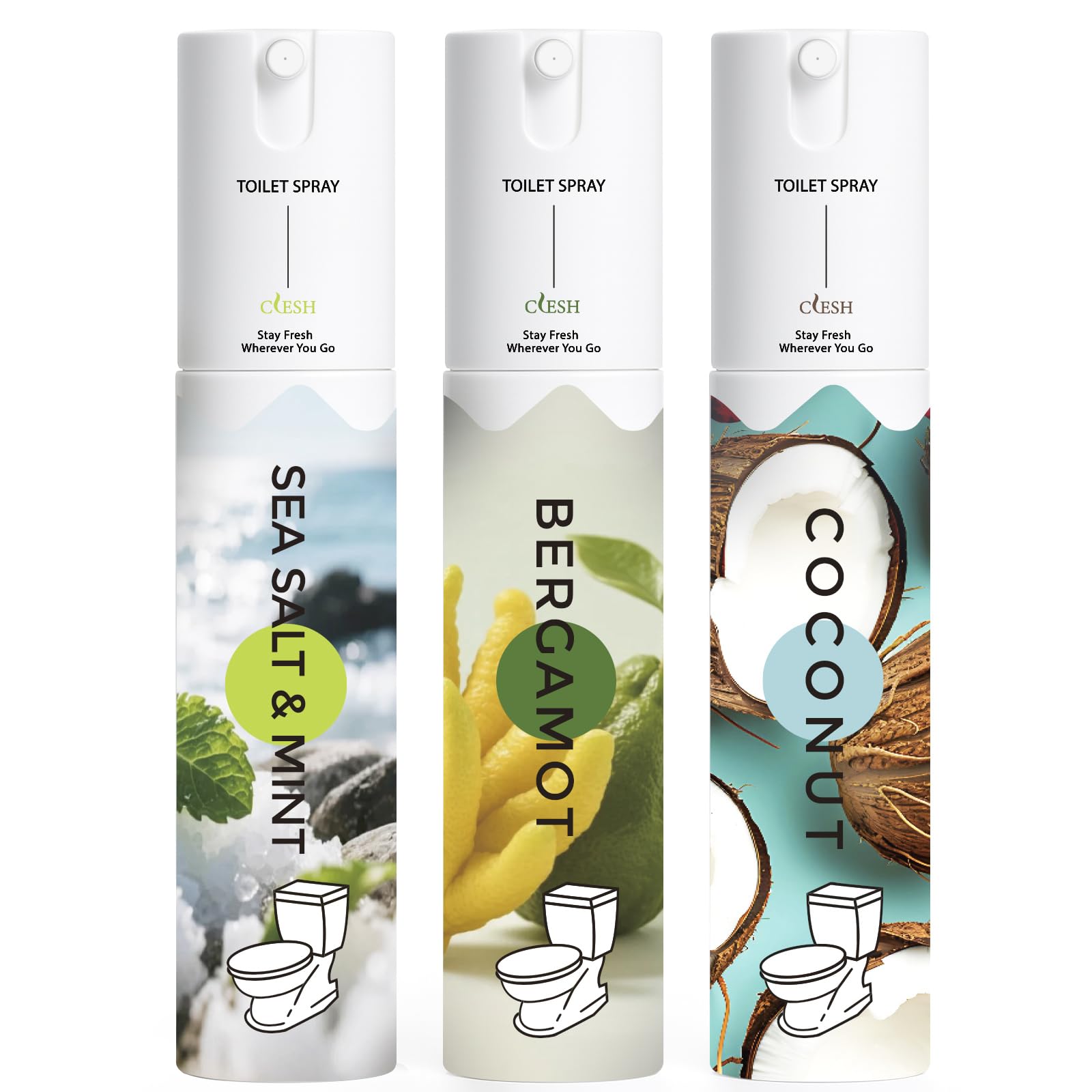 Toilet Spray Bathroom Odor Eliminator 3 Pack 1 fl oz Each Up to 150 Uses Travel Size For