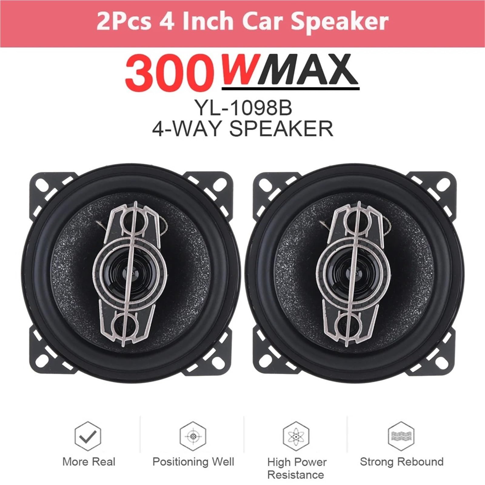 Głośniki samochodowe z głośnikiem wysokotonowym 2 szt. Głośniki samochodowe 4/5/6 cali 4-drożny subwoofer Audio muzyka stereo pełna częstotliwość współosiowy głośnik samochodowy Hifi(2pcs 4 Inch)