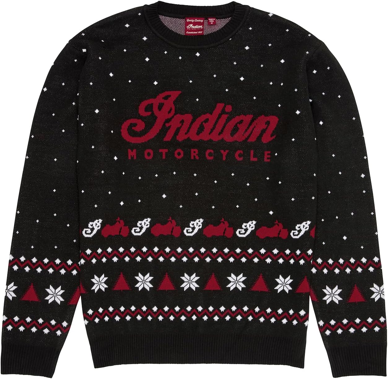 Indian Motorcycle Unisex Script Holiday Sweater, Black - 2865753,Black,XL