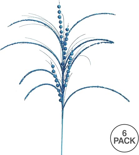 Miniatura 3 de Vickerman Espray artificial de Navidad de 29 pulgadas con purpurina turquesa. Incluye 6 aerosoles por paquete.