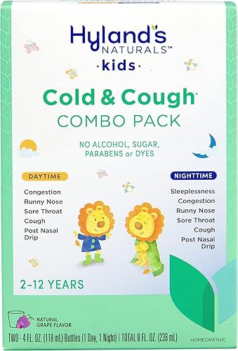 Miniatura 2 de Paquete de Hyland's Naturals Kids Cold & Tosh, paquete combinado de día y noche, a partir de 2 años, jarabe medicinal para la tos uva + niños -