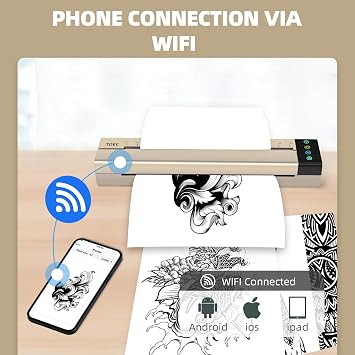 ATOMUS Tattoo Transfer Stencil Machine, Mini Thermal Copier Printer Connected Phone Computer Portable USB WiFi Tattoo Printer