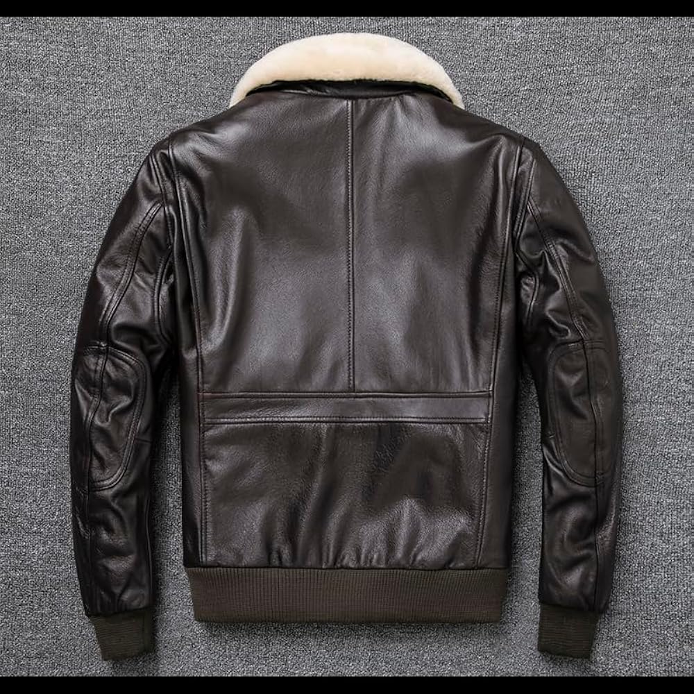 CJQJPNZ Bomber Men Leather Jacket Natural Fur Collar Classic CJQJPNZ Bomber Men Leather Jacket Natural Fur Collar Classic