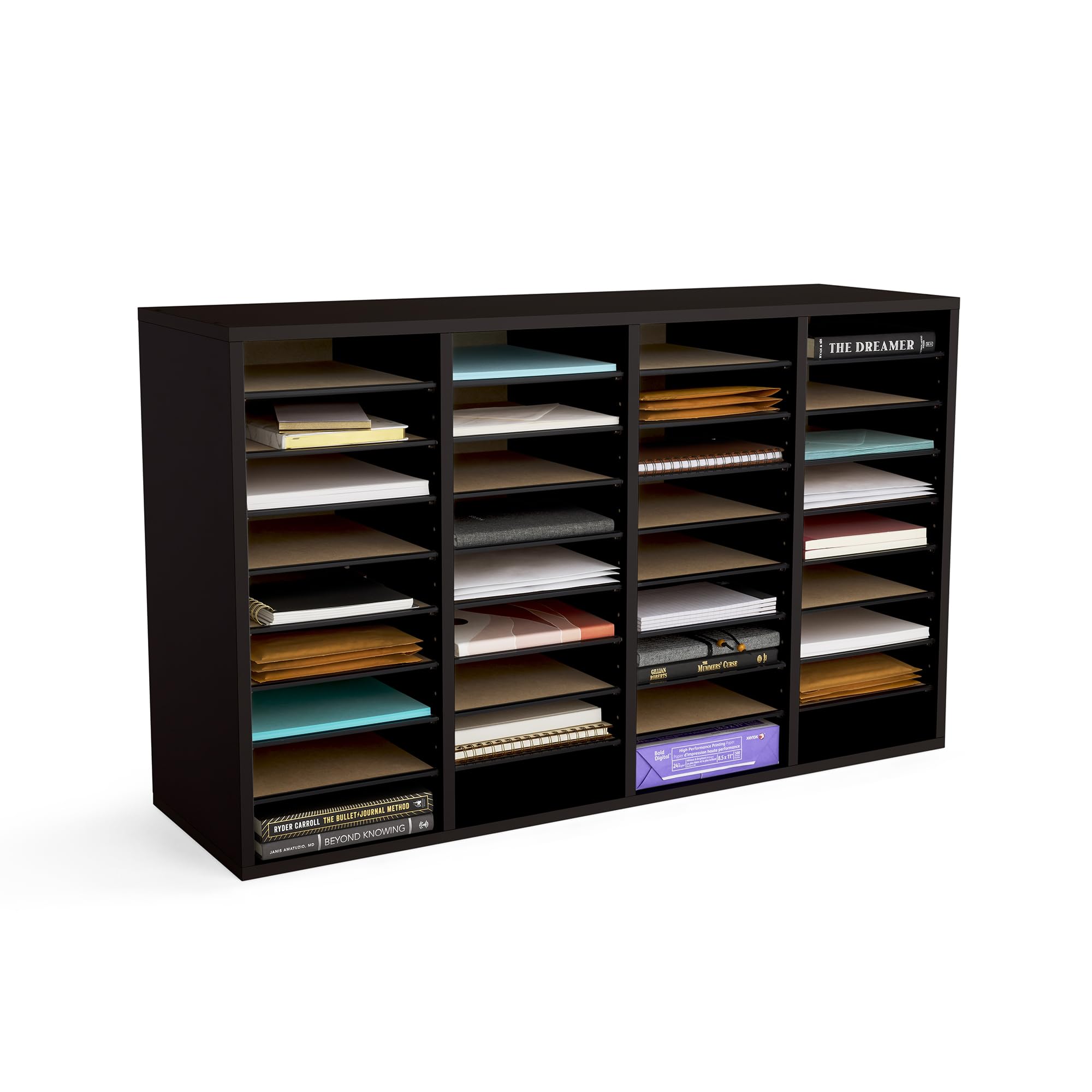 Safco Wooden Paper and Mail Organizer for Home Office and Classroom, Adjustable Shelves and Stackable