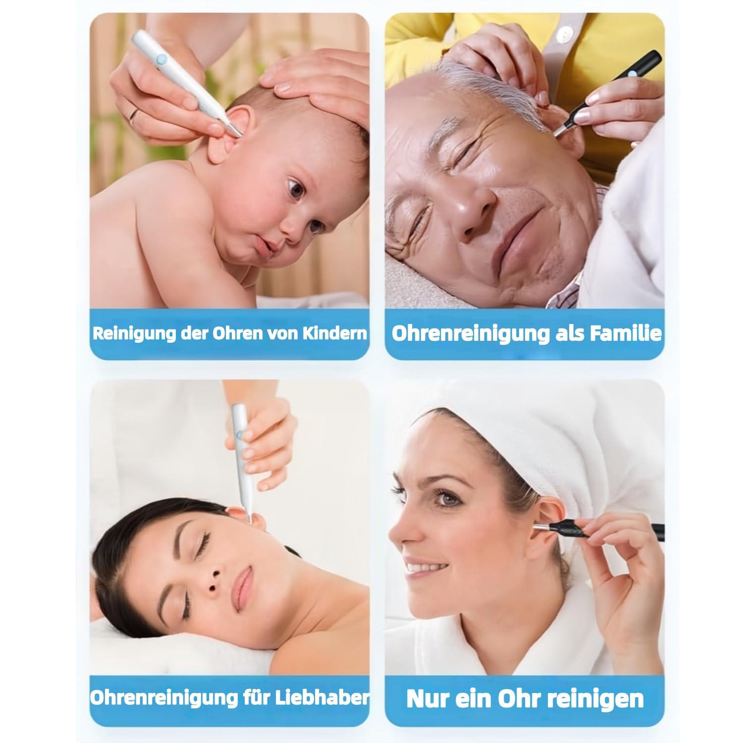 miluna pro plus intelligenter ohrenreiniger – Ohrenreiniger mit Kamera,1080P HD IP6X Ohrenreiniger mit LED-Beleuchtung, IP67 wasserdicht, ideal für Familien und Reisen (Weiß)