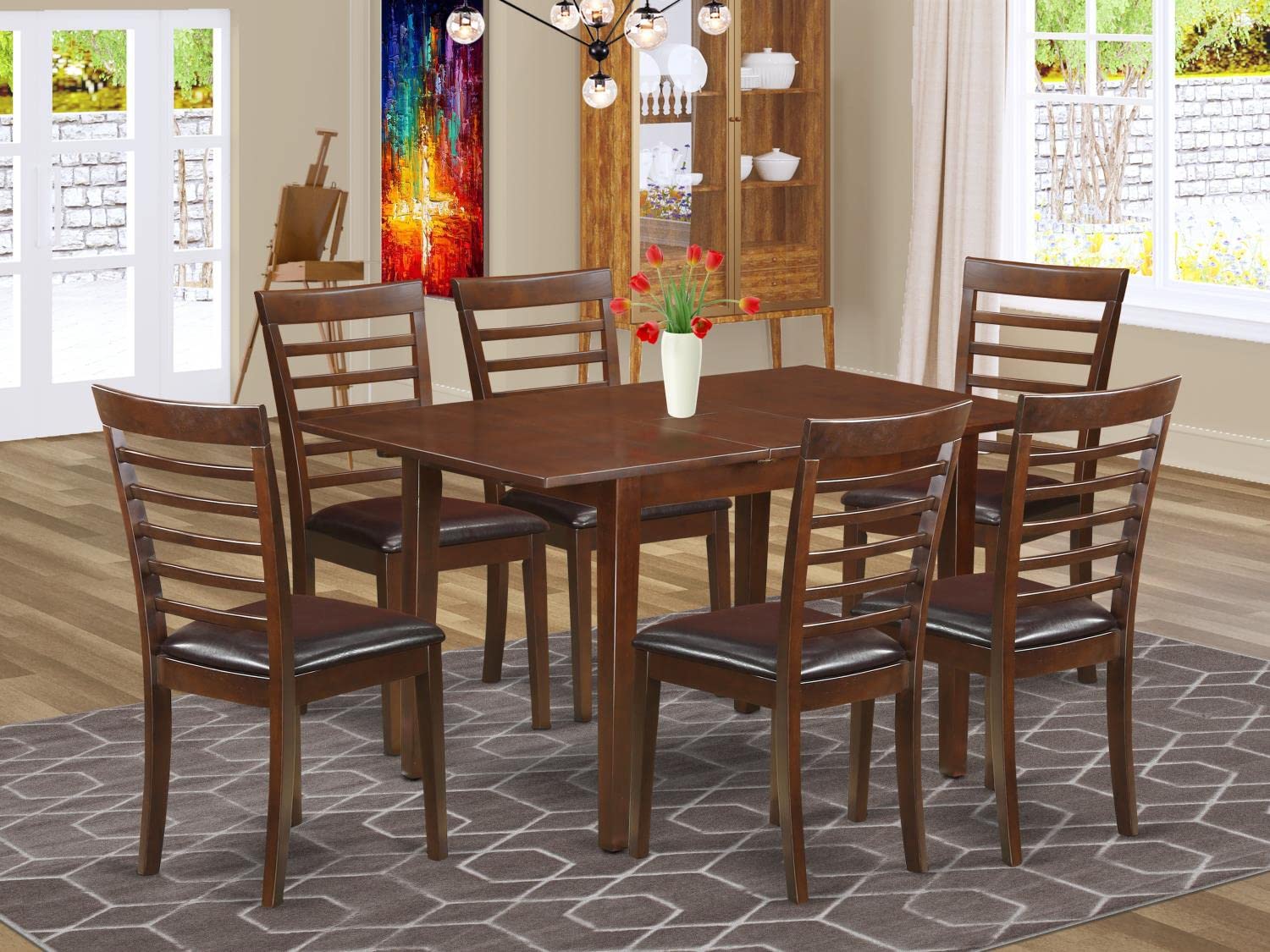 Amazon.com - East West Furniture NOML7-MAH-LC 7 Piece Dining Table