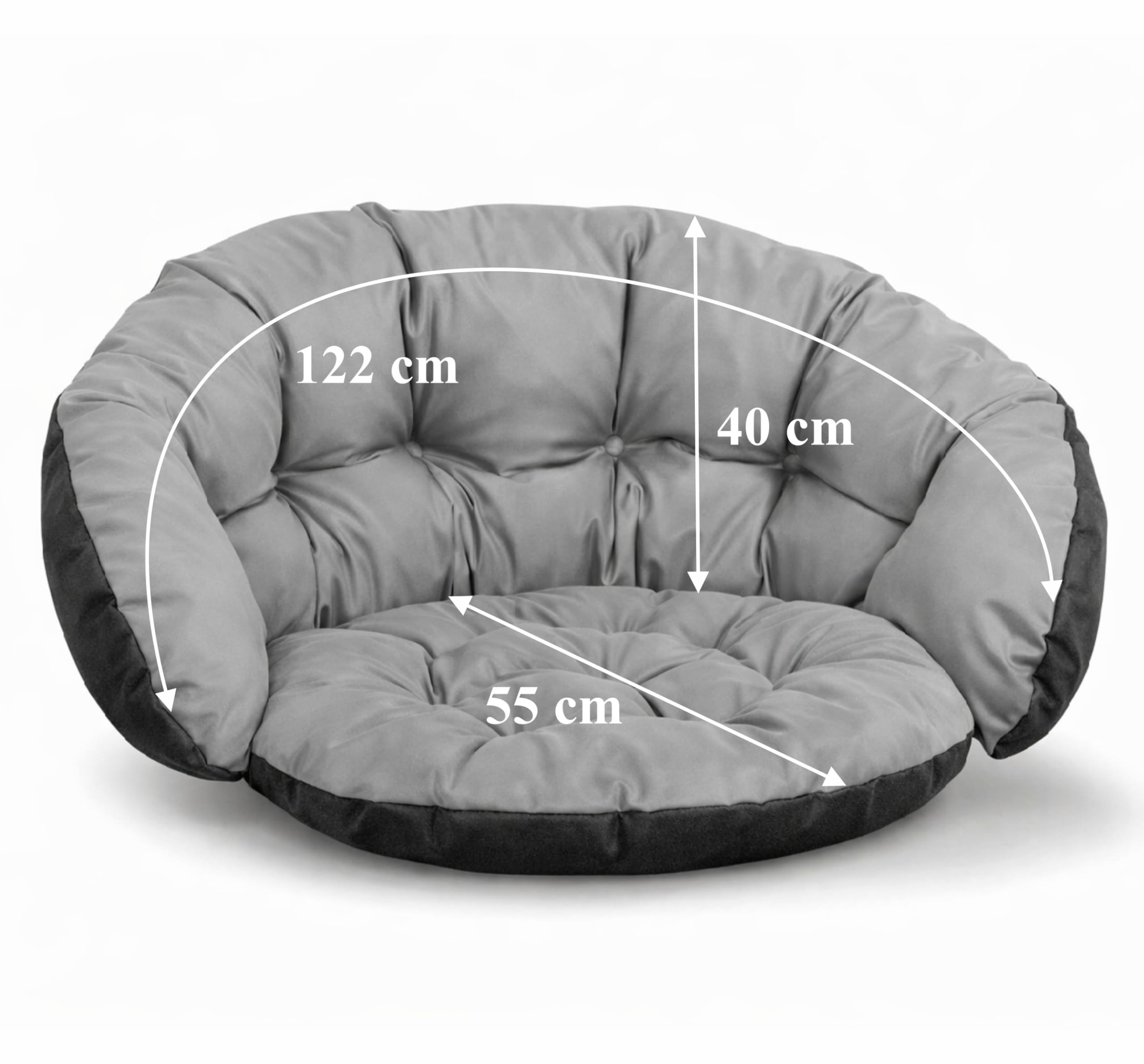 FLLOW Hängesessel Kissen Sitzkissen für Hängeschaukel - Polster für Hängehöhle Lesesessel Hängestuhl und Papasansessel runde Auflage für Outdoor und Indoor, Grau