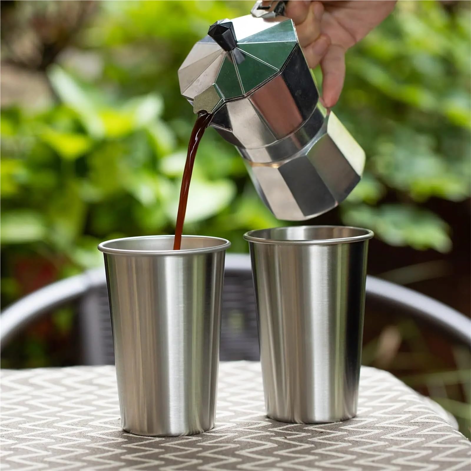 6 stück Edelstahl Pint Tassen 500ml Becher Camping Trinken Gläser Stapelbar Metall für Geburtstage Picknick