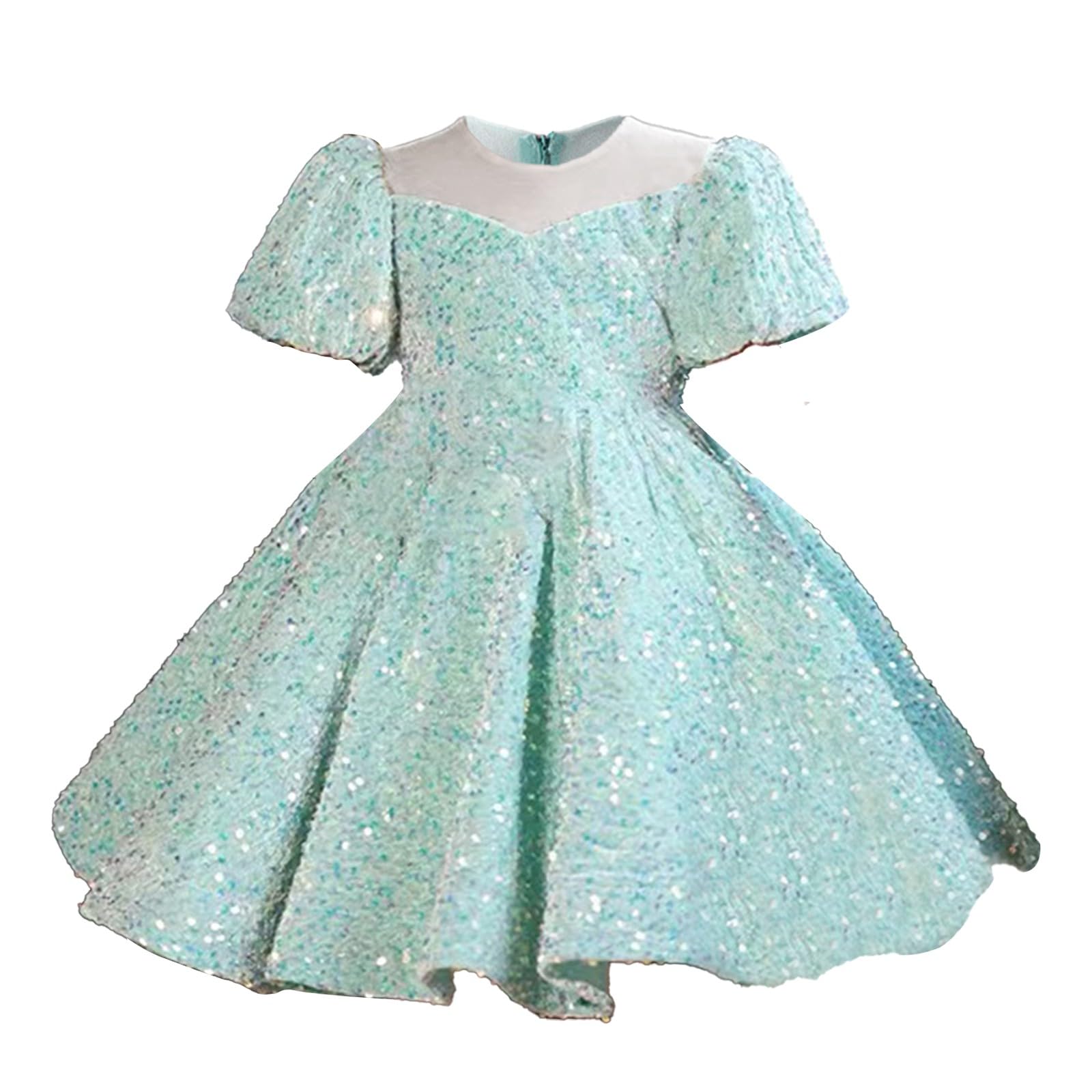 Blumenmädchen-Partykleid Pailletten-Festzugtutu Tüllkleid A-Linie Puffy Fransenkleid Elegantes Festkleid Prinzessin Tanzoutfit Brautjungfer Ballkleid Passend für Hochzeit Geburtstag Taufe