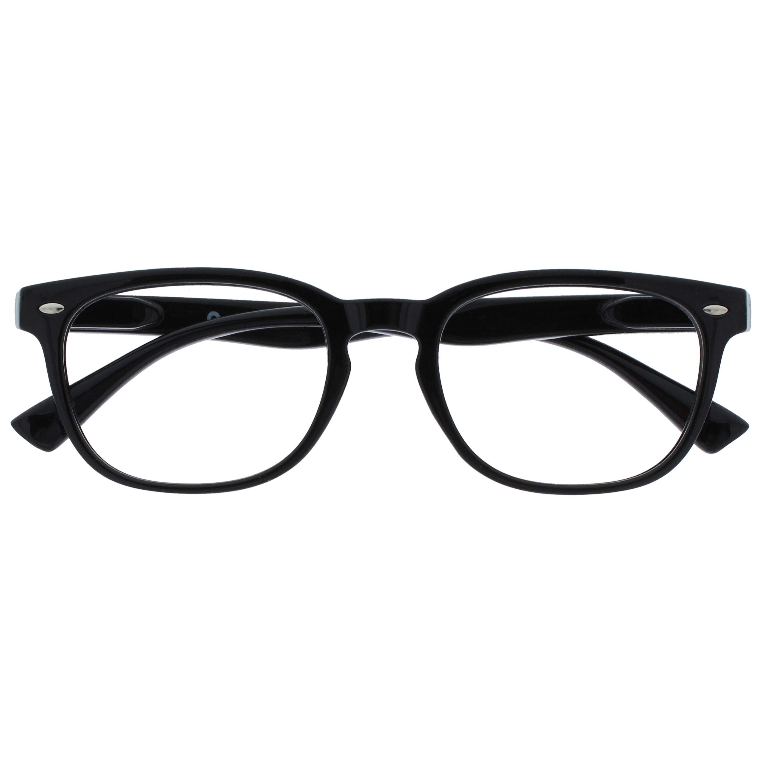 OPULIZE ORA Reading Glasses for Men Women - Designer Style Rounded Frame - Scratch Resistant - Spring Hinges - Black +3.50