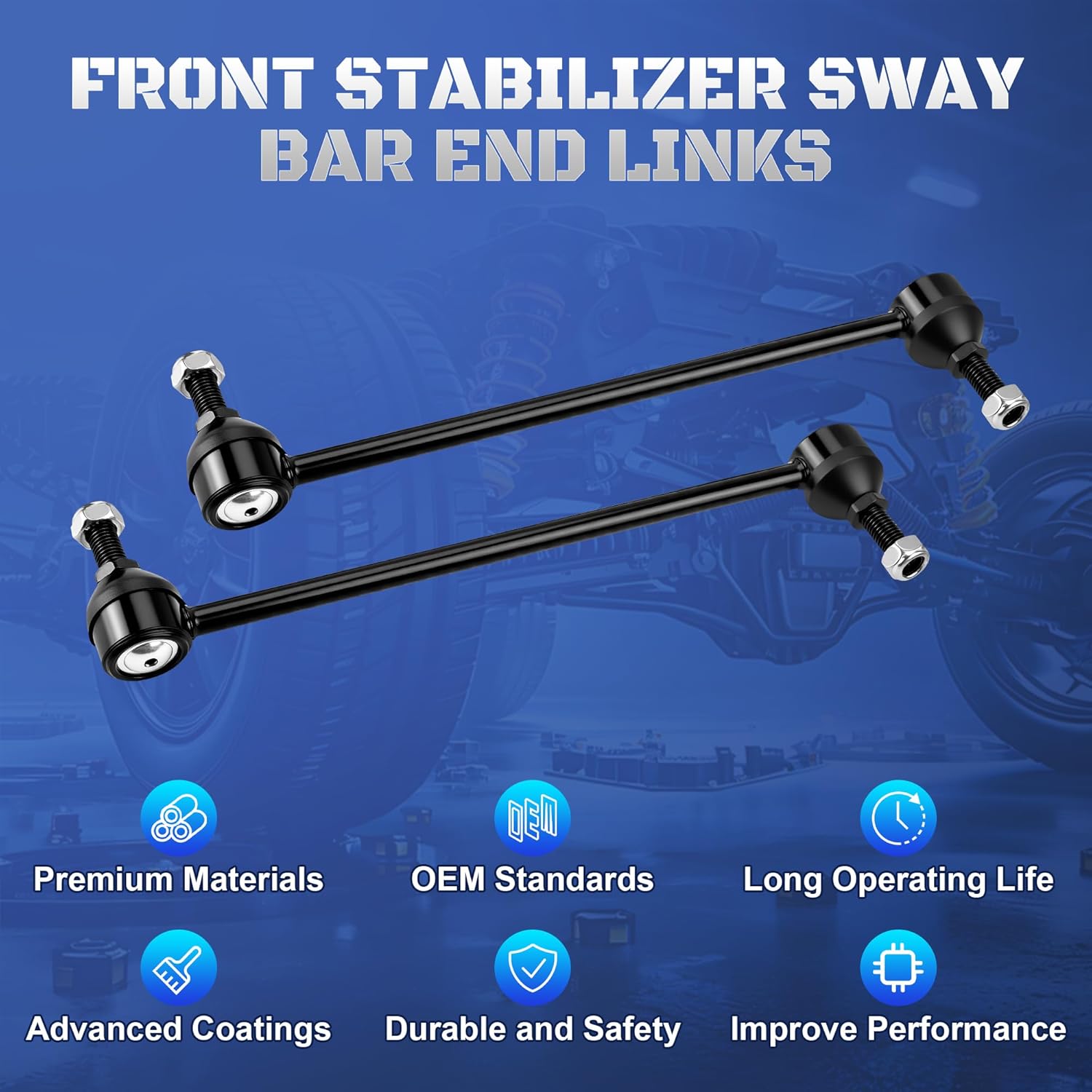 K7258 Front Stabilizer Sway Bar End Links Compatible with 1996-2020 Dodge Grand Caravan & Chrysler Town and Country 2002 2003 2004 2005 2006 2007 2008 2009 2010 2011 2012 2013 2014 2015 2016, Set of 2
