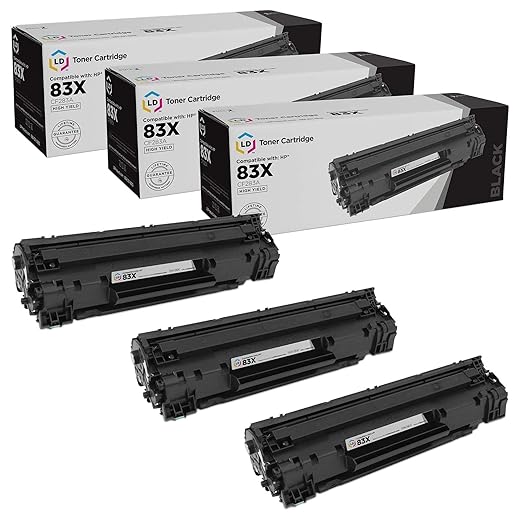 LD Products Compatible Toner Cartridge Replacement for HP 83X CF283X High Yield (Black, 3-Pack) for use in HP Laserjet Pro M225dw M201dw, MFP M225dn, M201dw, MFP M225dn, MFP M225dw, M225nw
