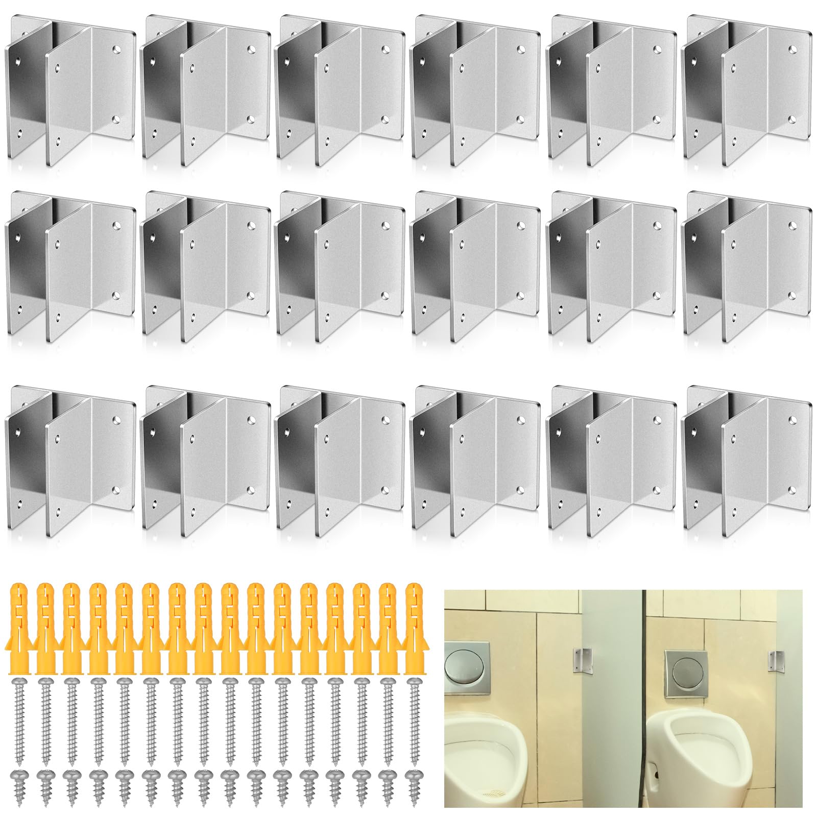 Soportes para urinario Blulu de 1 pulgada, solucione la holgura en pantallas de baño, 16 herrajes