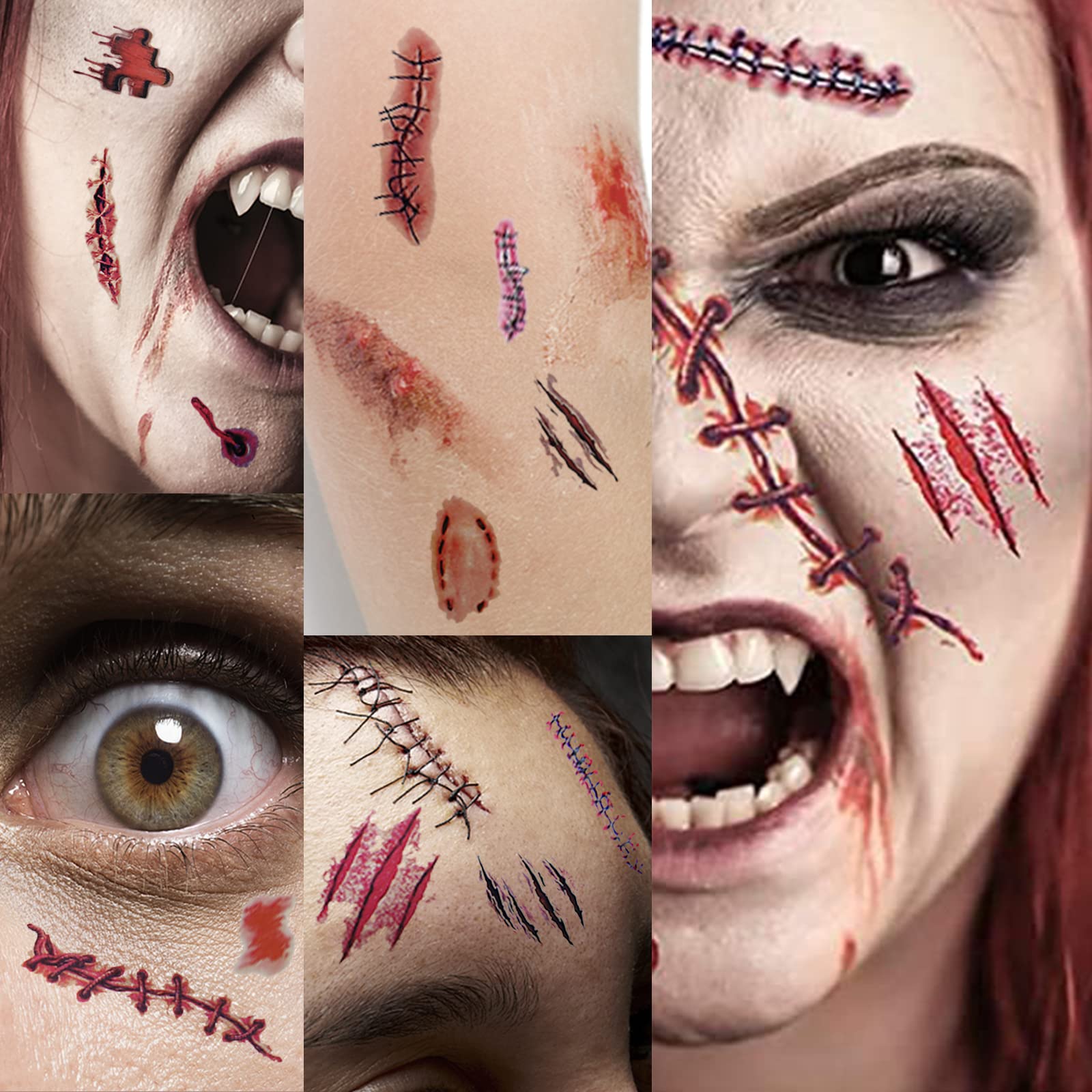 Set De 30 Tatuajes Temporales De Cicatrices Sangrientas Para Halloween – Heridas Realistas De PVC Para Cosplay Zombi – Fáciles De Aplicar Y Quitar