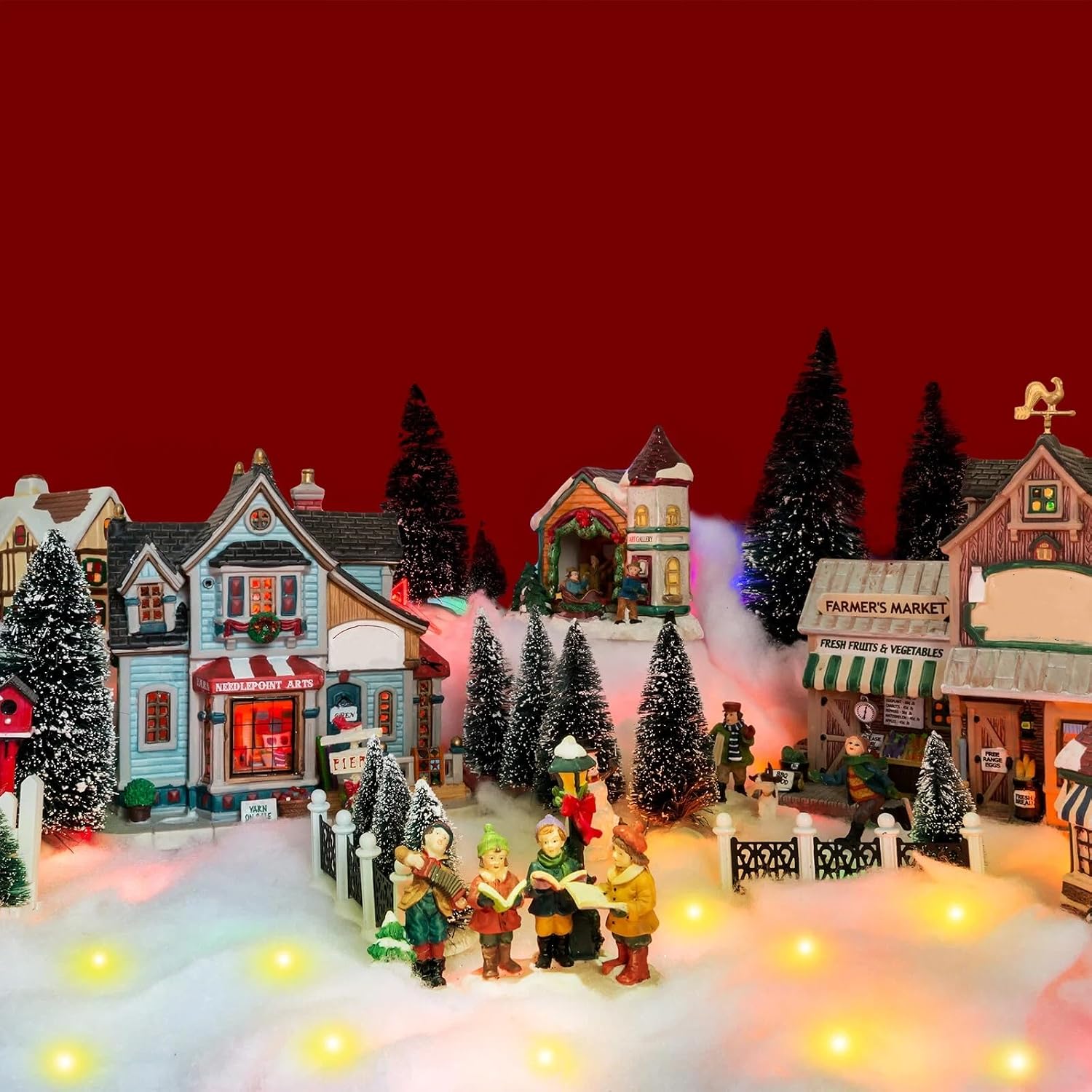Tudomro Christmas Snow Blanket LED Fake Snow Runner Pre Lit Village Blanket with LED Table Decor for Christmas Village Display 4 ft x 13 Inch(Warm White,2 Pcs)