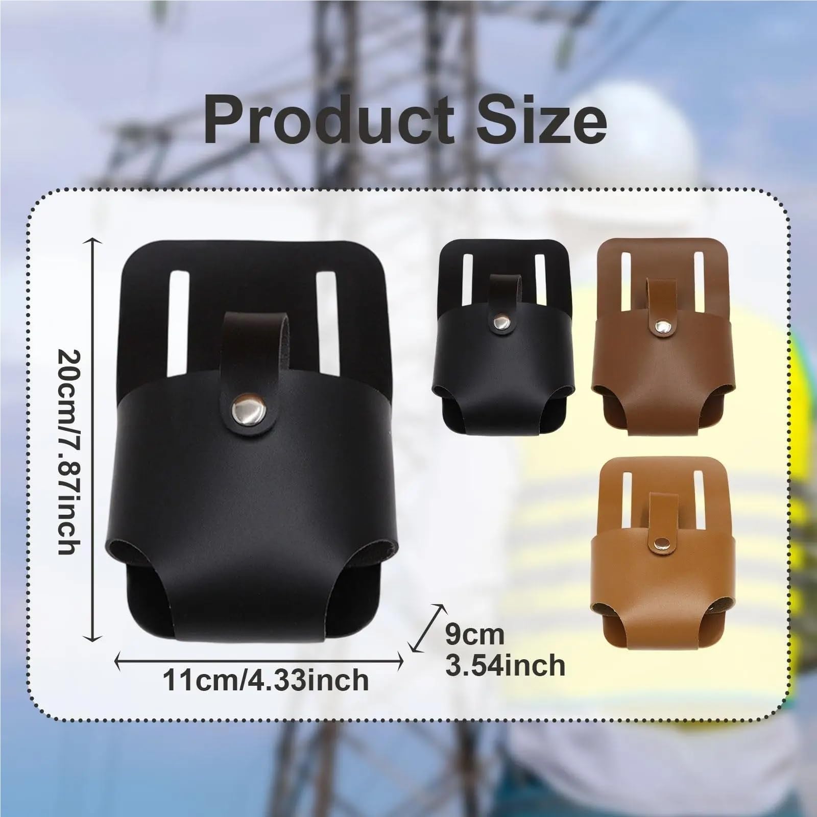 Miarka z uchwytem na pasek, 4 szt. Przenośne akcesoria rzemieślnicze ze skóry PU dla hydraulików pracujących budowie(Light Brown)