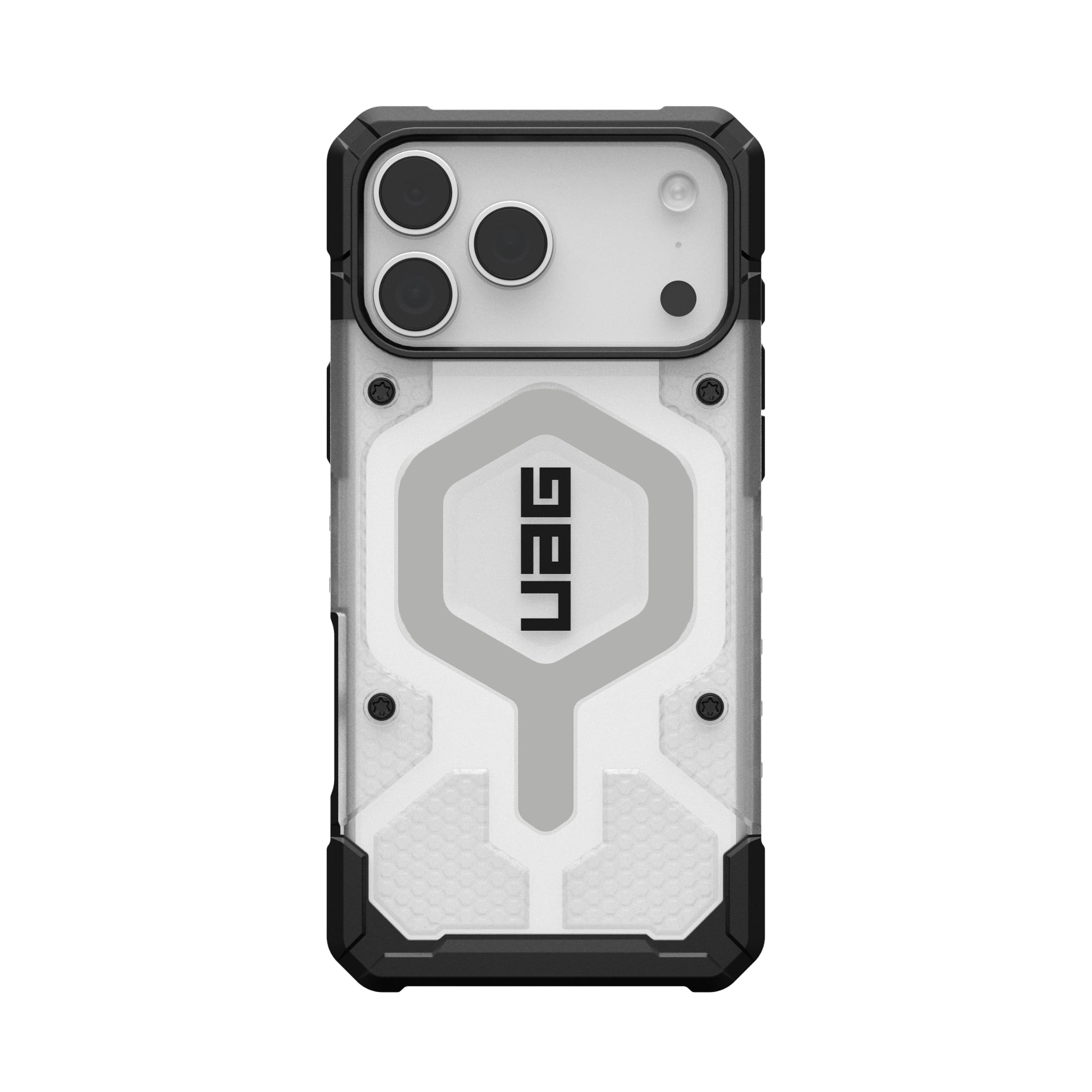 Urban Armor Gear Pathfinder MS Case Compatible con Apple iPhone 17 Pro MAX Funda (Carga inalámbrica/magnética, Protección según estándar Militar) Hielo/Plata