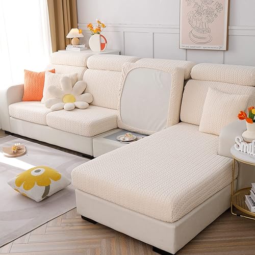 Miniatura 4 de JOVELL Fundas de cojín para asiento de sofá, fundas elásticas universales para sofá en forma de L, fundas de sofá suaves para sofá, fundas