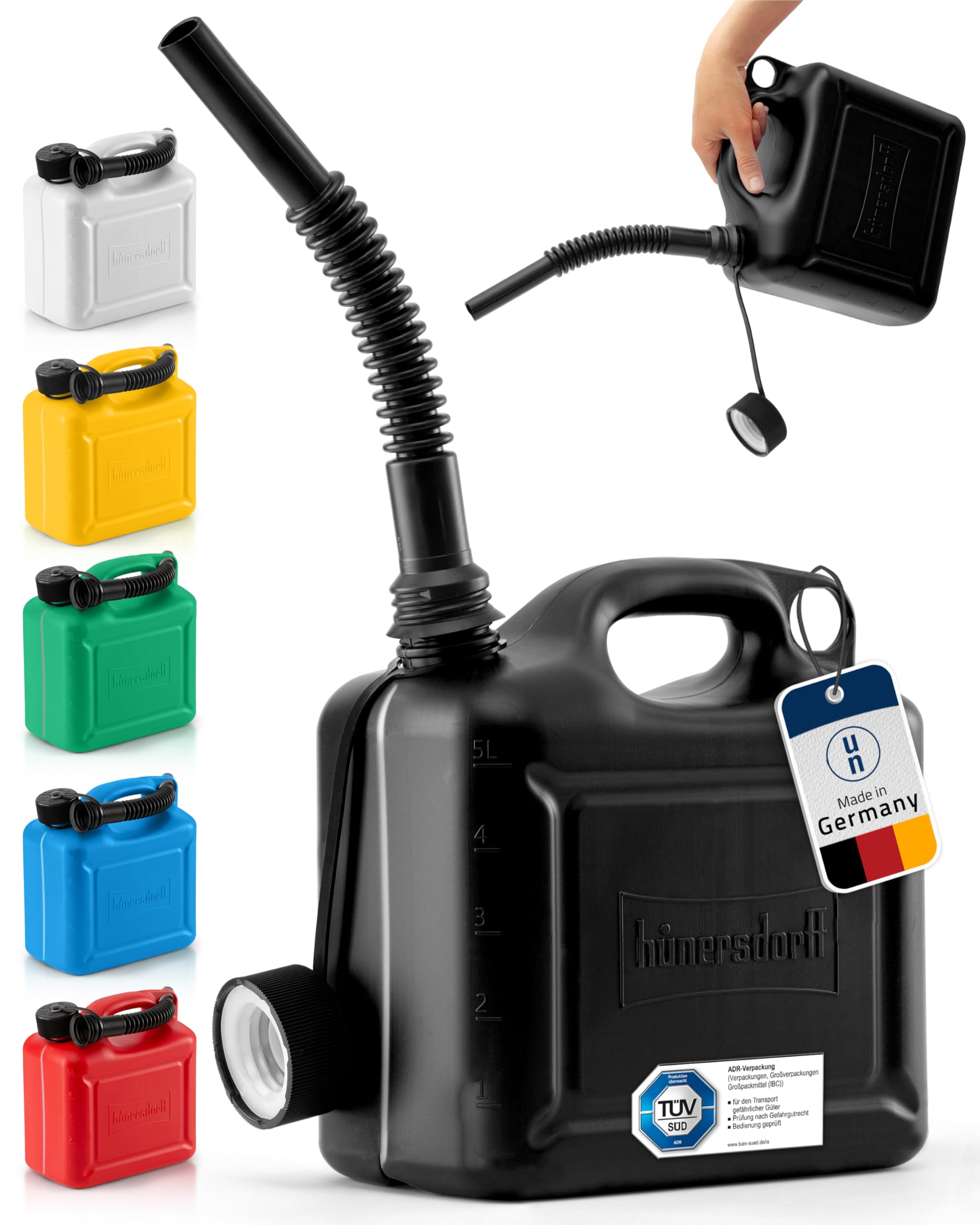 Hünersdorff 811400 Standard Fuel Jerry Can, 5 Litre, Gas Cans