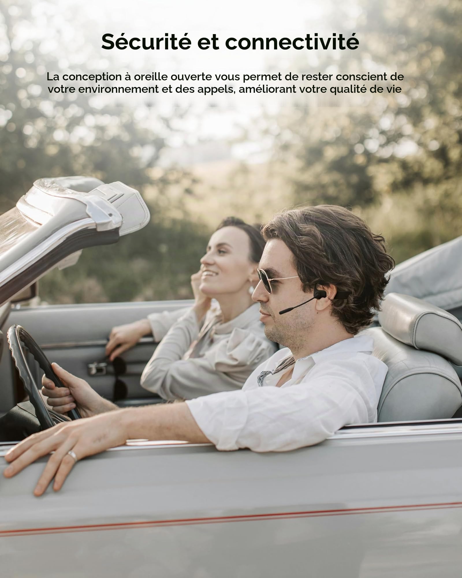 LOBKIN Casque à Conduction Aérienne, Casque Bluetooth sans Fil Oreille Ouverte avec Microphone Antibruit, Écouteurs Conduction Aérienne pour Travail, Appels et Réunions