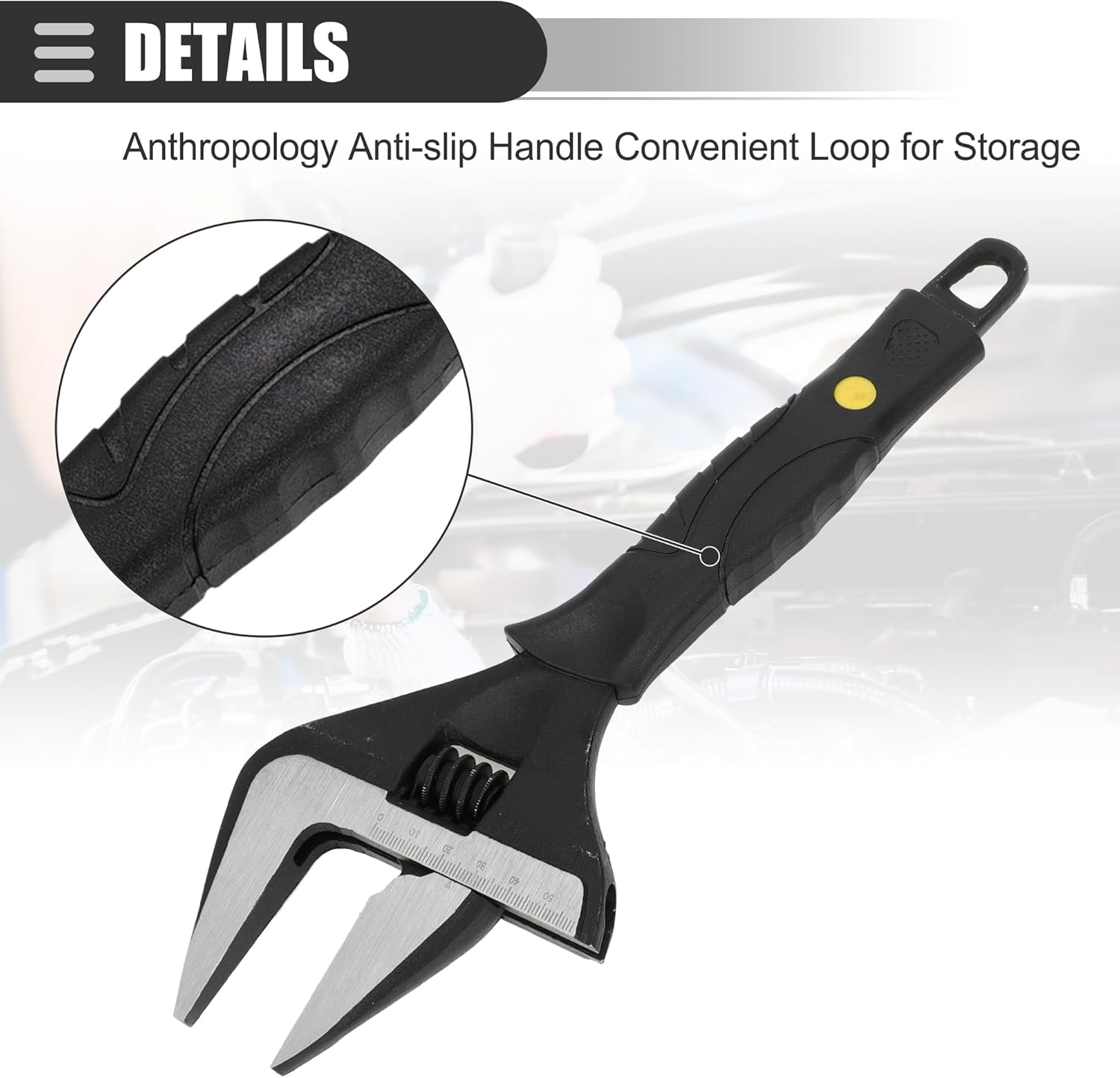 Motoforti Universal Adjustable Spanner Wide Jaw Opening Wrench Automotive Tool Set, 6" and 12" Size Max Jaw Width 34mm and 60mm, Steel, Black