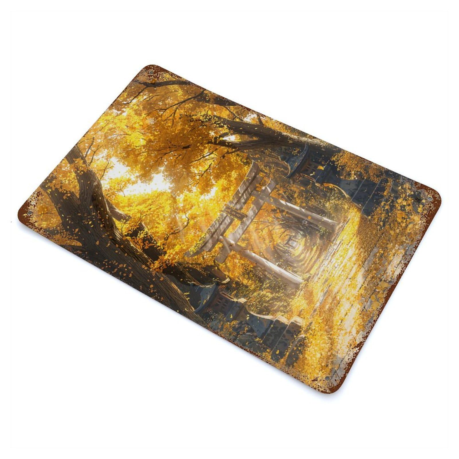 Retro Metal Sign Golden Shrine of Amaterasu 11.8"x7.9", Retro Wall Decor for Living Room, Hallway And Home Decor