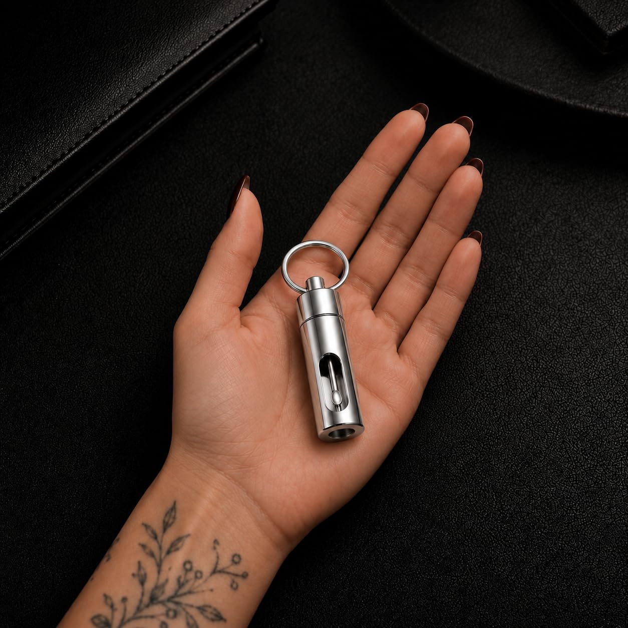 Flaconcino in vetro protetto con cucchiaio di sicurezza e mini imbuto | Bottiglia in vetro con tasca telescopica a pallottola – Edizione limitata