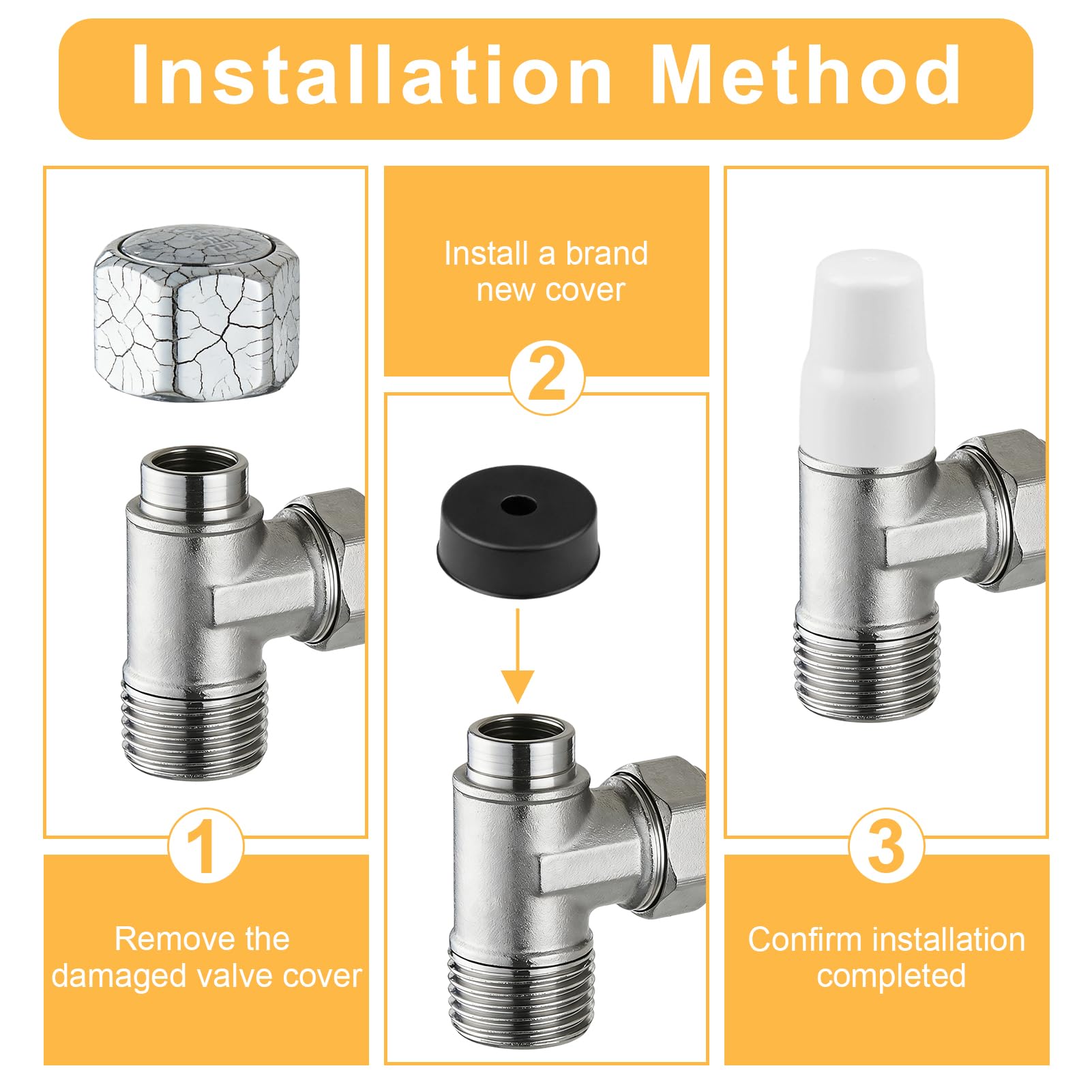 Push-Fit White Radiator Valve Cap, 8 Pcs Universal Radiator Cap Replacement Central Cover Valve Blanking Pipe Plastic Safeguarding Heating System White Underfloor Heating Manifold Accessories — view 4